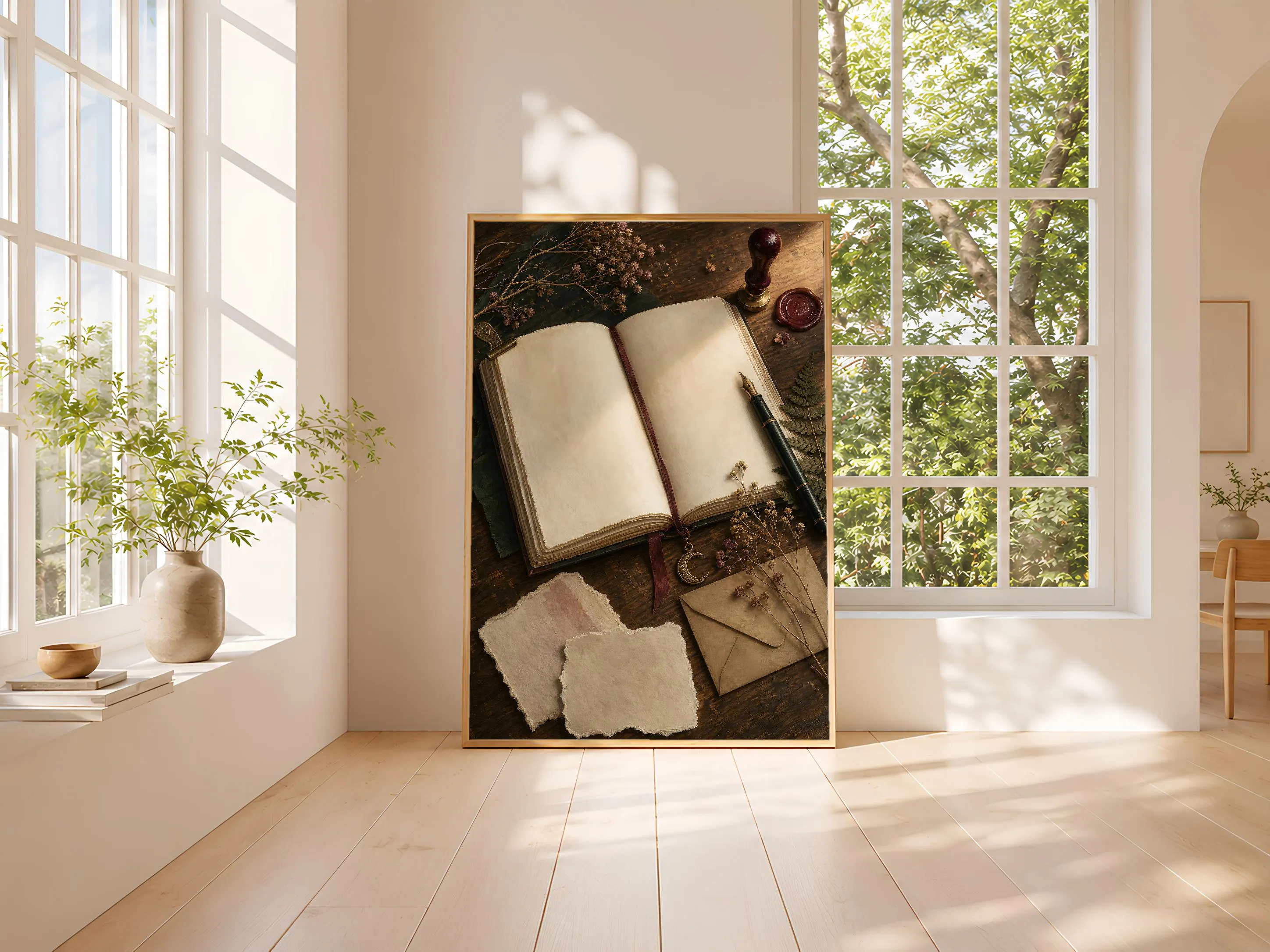 Analog Journal Print, Blank Notebook Wall Art, Dark Academia Writer Desk Poster, Journaling Room Decor, Housewarming Gift – Calm Wall Art by Artsify thumbnail 3