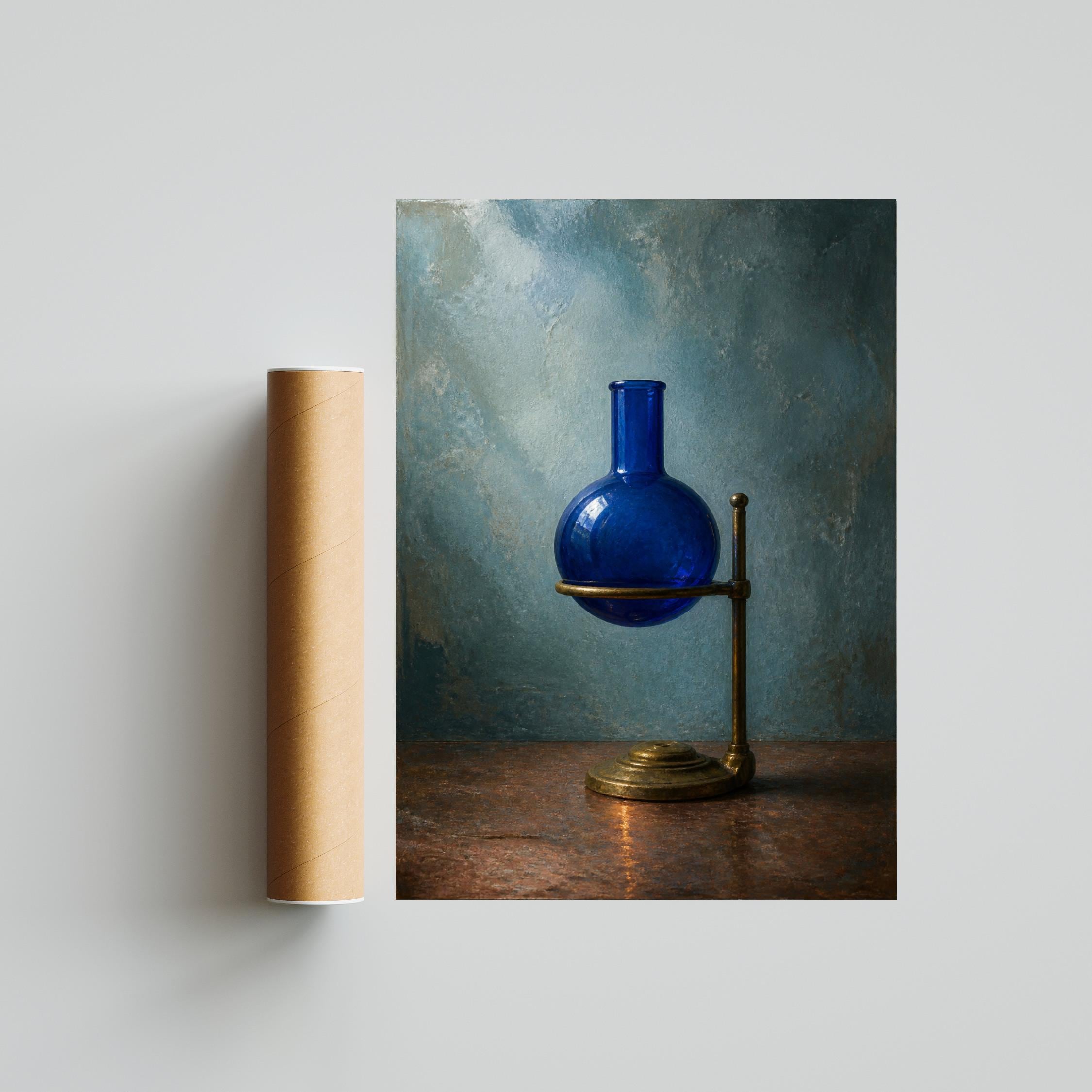 Cobalt Flask Wall Art, Vintage Chemistry Oil Painting Print – Calm Wall Art by Artsify thumbnail 5