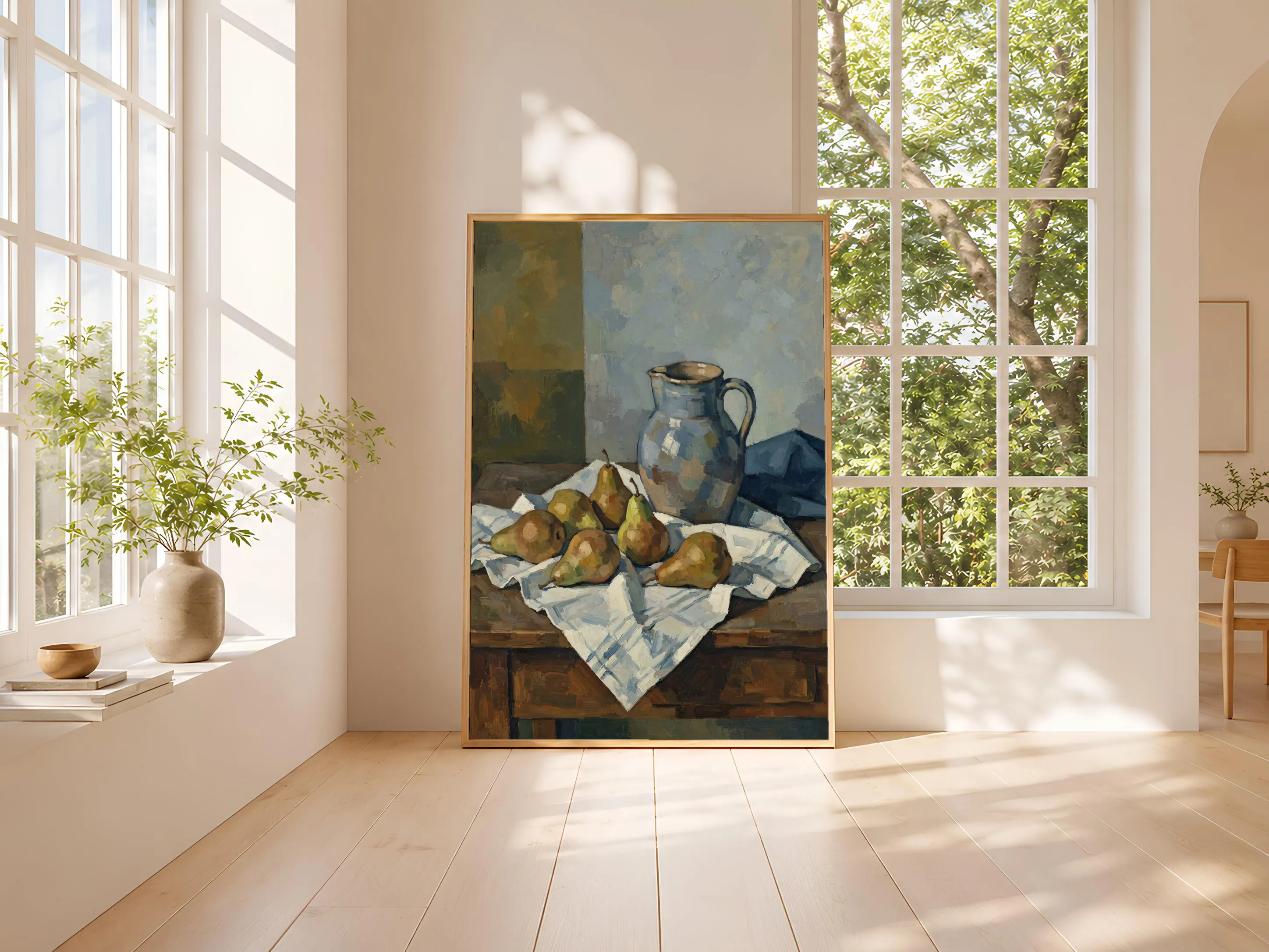Cezanne Style Pear Still Life Print, Post Impressionist Wall Art, Ceramic Jug Poster, Dining Room Decor, Housewarming Gift – Calm Wall Art by Artsify thumbnail 3