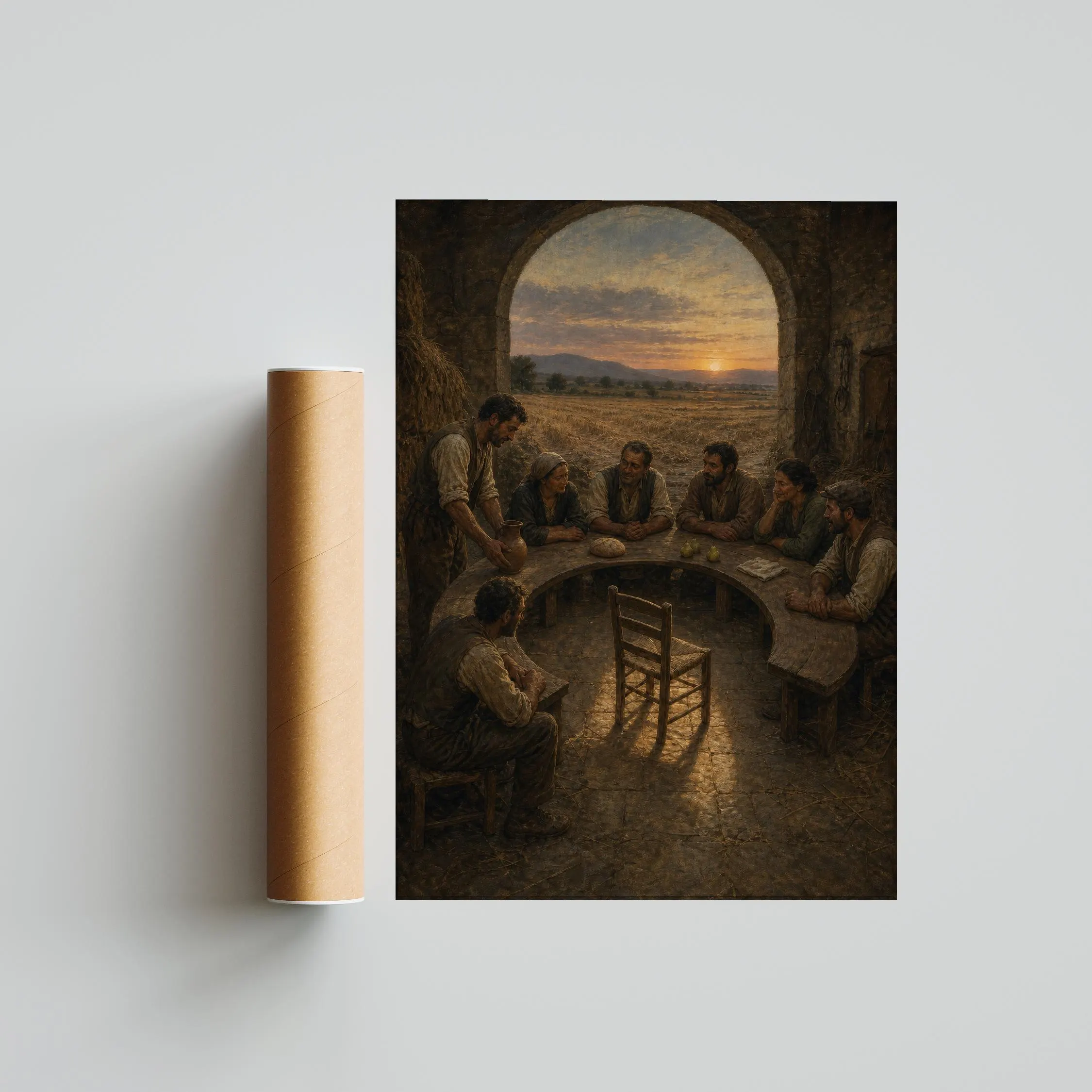 Harvest Supper Wall Art, Rustic Spiritual Dining Room Painting, Golden Hour Print – Calm Wall Art by Artsify thumbnail 5