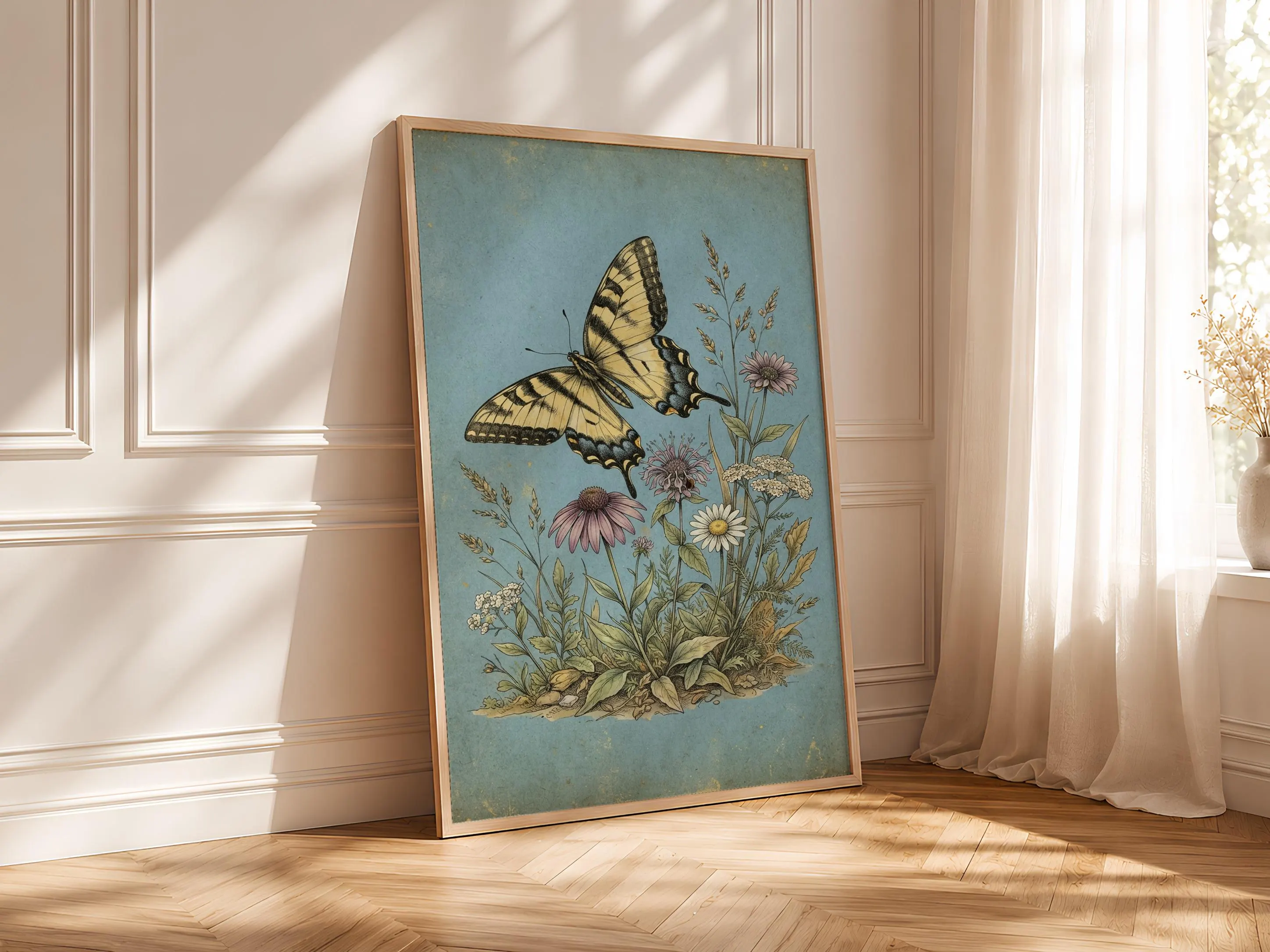 Swallowtail Butterfly Print, Vintage Botanical Poster, Blue Wall Art, Cottagecore Decor, Housewarming Gift – Calm Wall Art by Artsify thumbnail 4