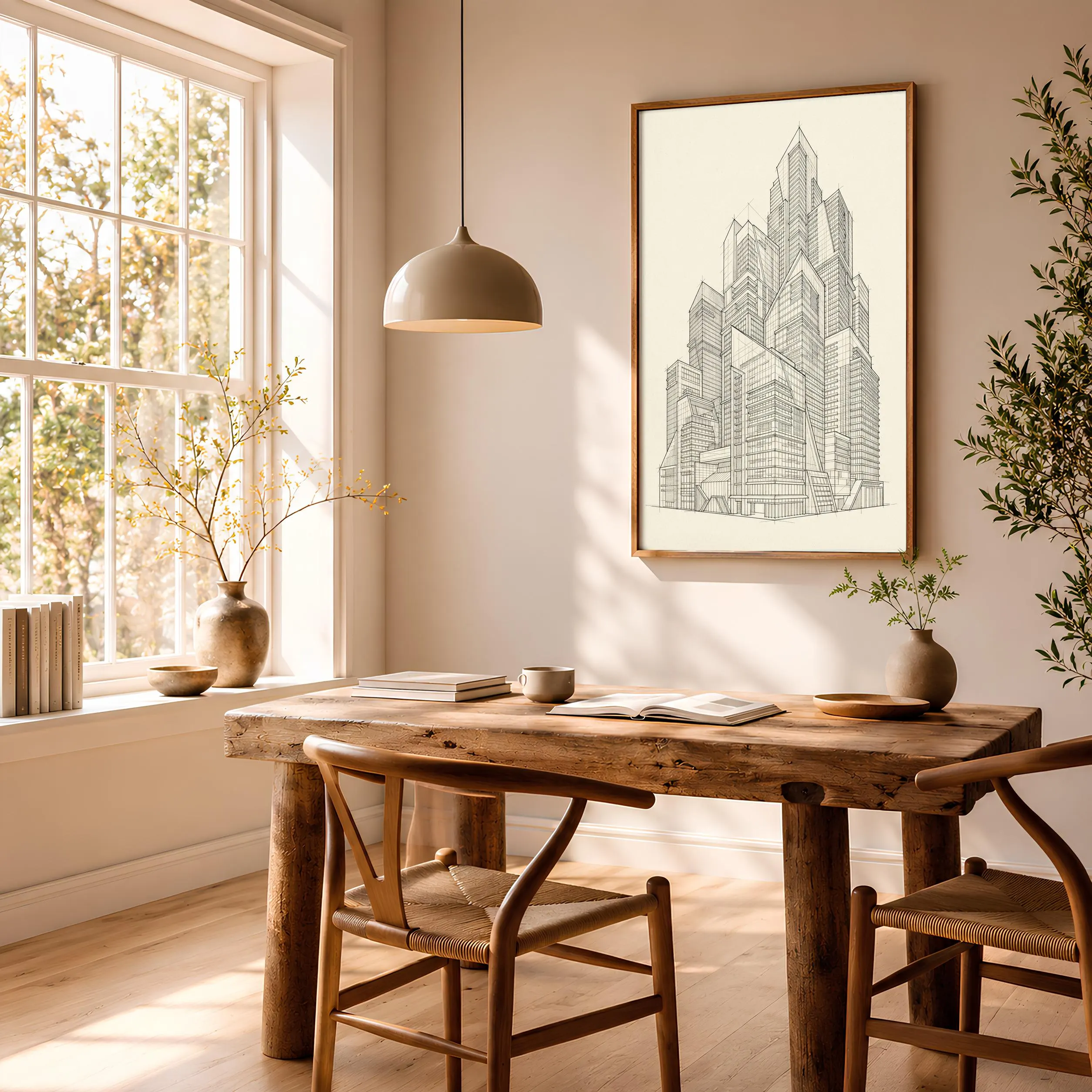 Skyscraper Line Art Print, Architectural Ink Sketch, Modern City Poster, Office Decor, Housewarming Gift – Calm Wall Art by Artsify thumbnail 2