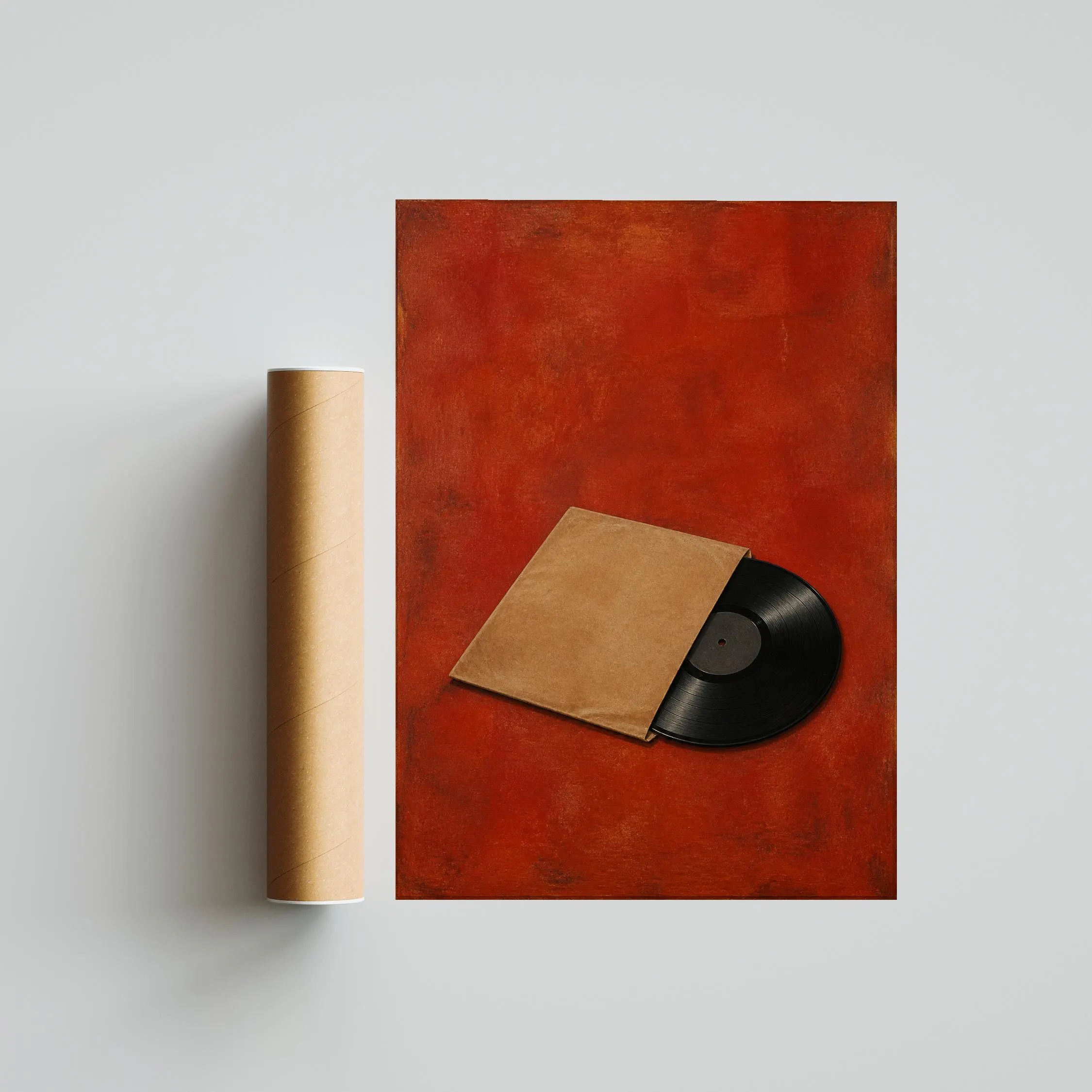 Vinyl Record Sleeve Print, Burnt Sienna Minimalist Music Art, Retro Album Poster, Housewarming Gift – Calm Wall Art by Artsify thumbnail 5