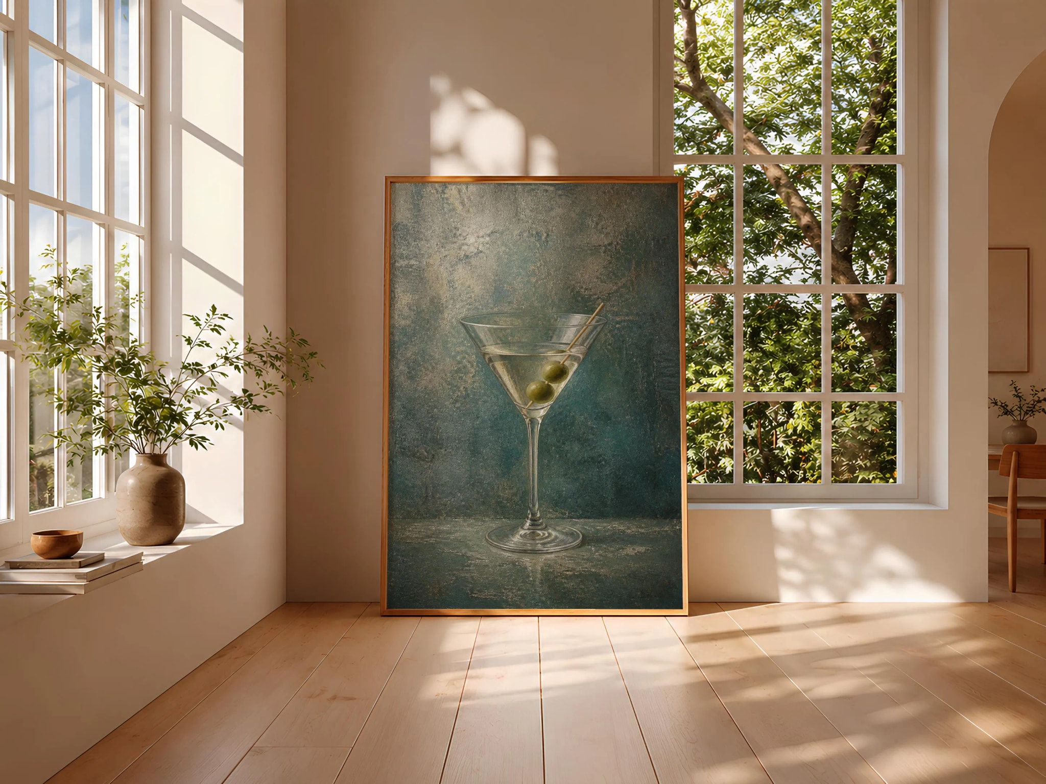 Dry Martini Print, Oxidized Teal Barware Wall Art, Vintage Cocktail Poster, Housewarming Gift – Calm Wall Art by Artsify thumbnail 3