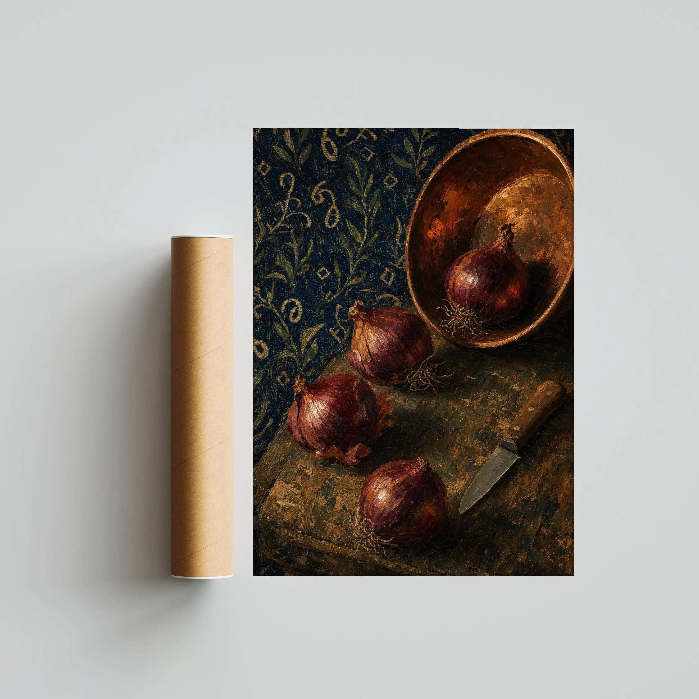 Van Gogh Style Onion Print, Post Impressionist Kitchen Wall Art, Copper Bowl Poster, Moody Pantry Decor, Housewarming Gift – Calm Wall Art by Artsify thumbnail 5