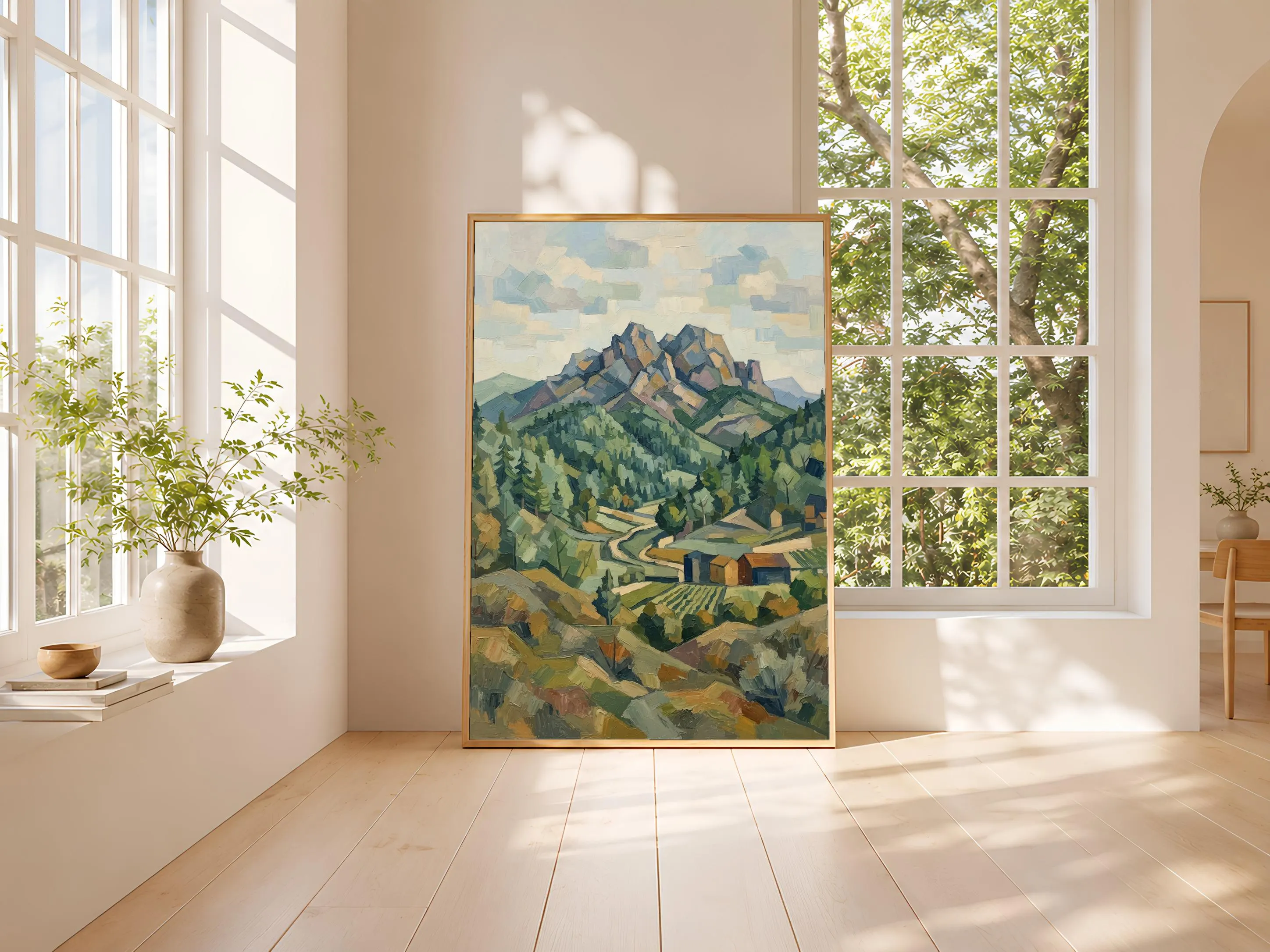 Cezanne Style Mountain Landscape Print, Post Impressionist Wall Art, Provencal Poster, Office Decor, Housewarming Gift – Calm Wall Art by Artsify thumbnail 3