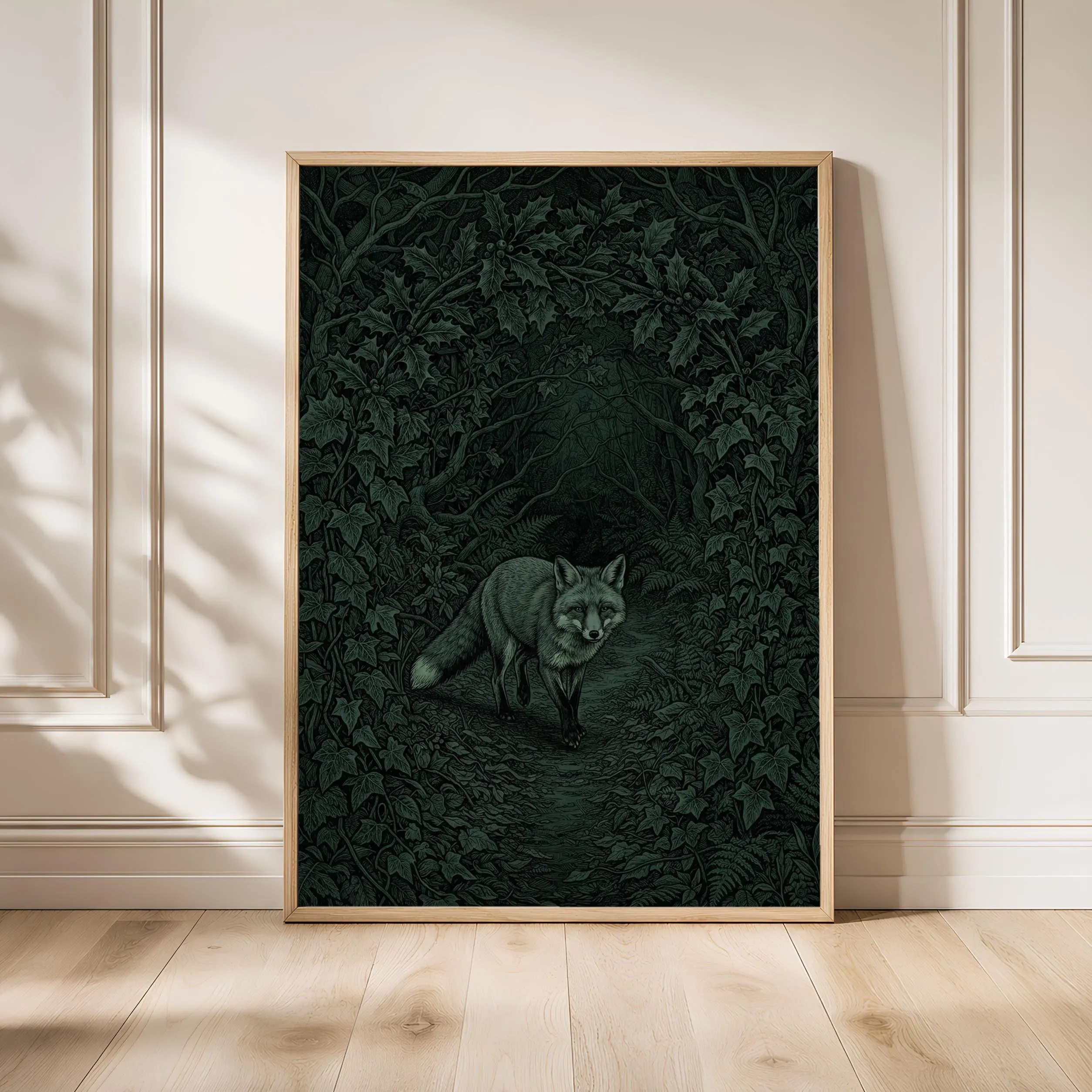 Vintage Fox Print, Woodland Animal Wall Art, Arts and Crafts Wildlife Poster, Dark Cottagecore Decor, Housewarming Gift – Calm Wall Art by Artsify