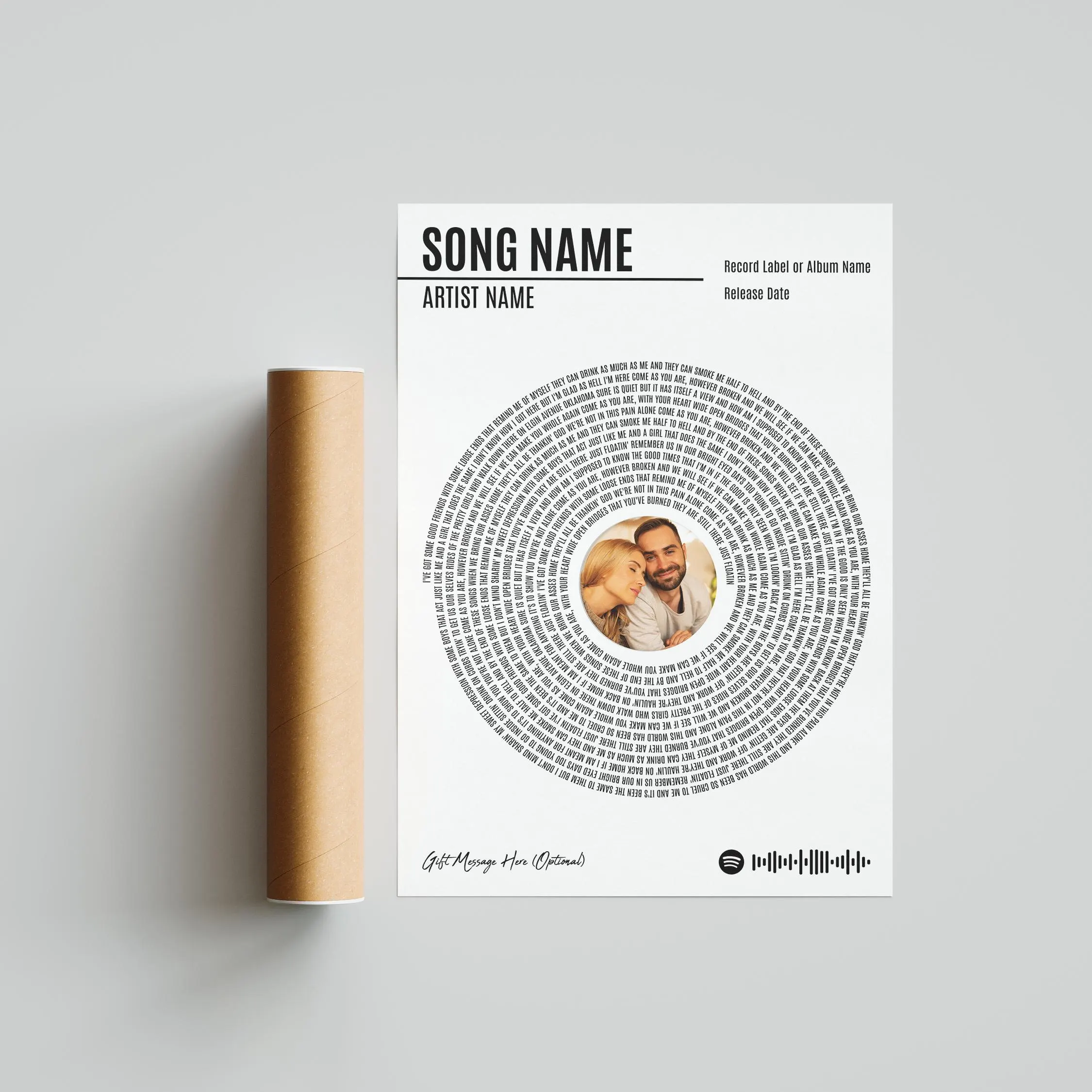 Custom Vinyl Lyrics Print, Personalised Music Poster, Customizable Music Gift, Anniversary Gift, Wedding Song Dance, Valentine's Gift – Calm Wall Art by Artsify thumbnail 4