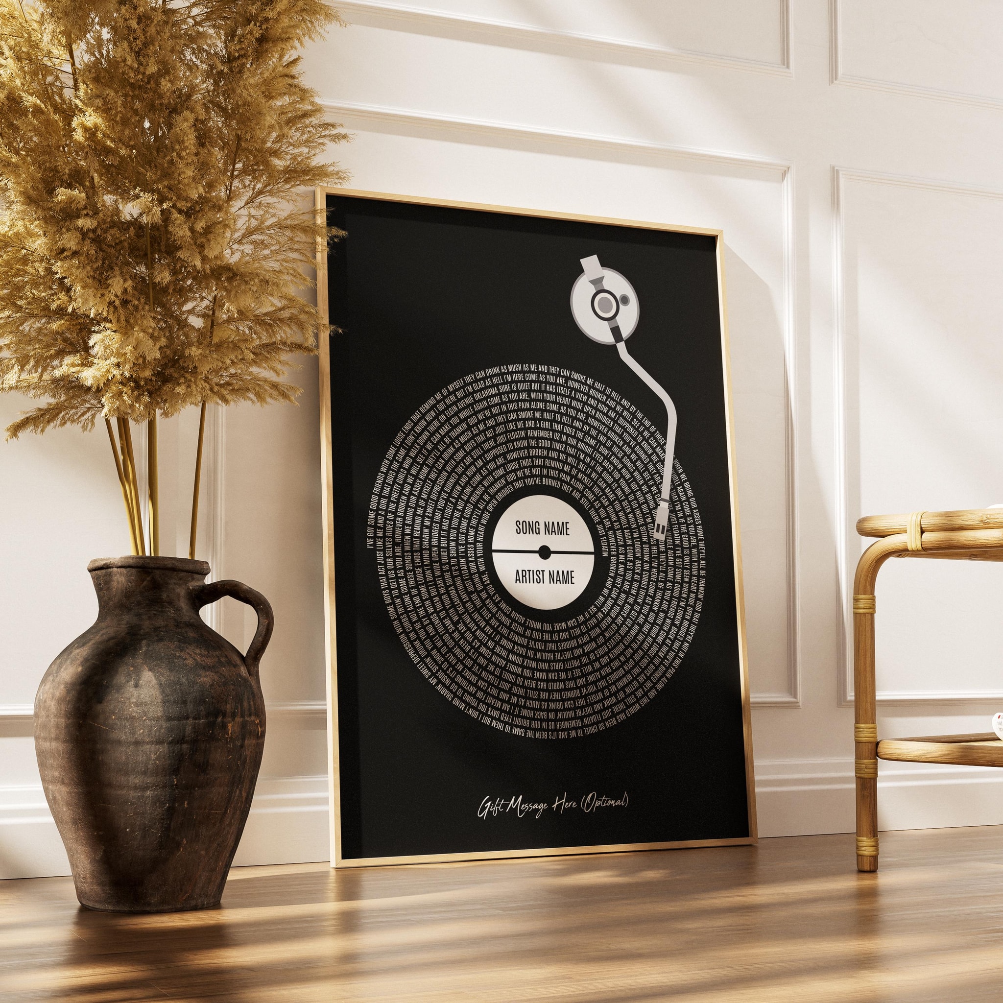 Custom Vinyl Lyrics Print, Personalised Music Poster, Customizable Music Gift, Anniversary Gift, Wedding Song Dance, Valentine's Gift – Calm Wall Art by Artsify thumbnail 2