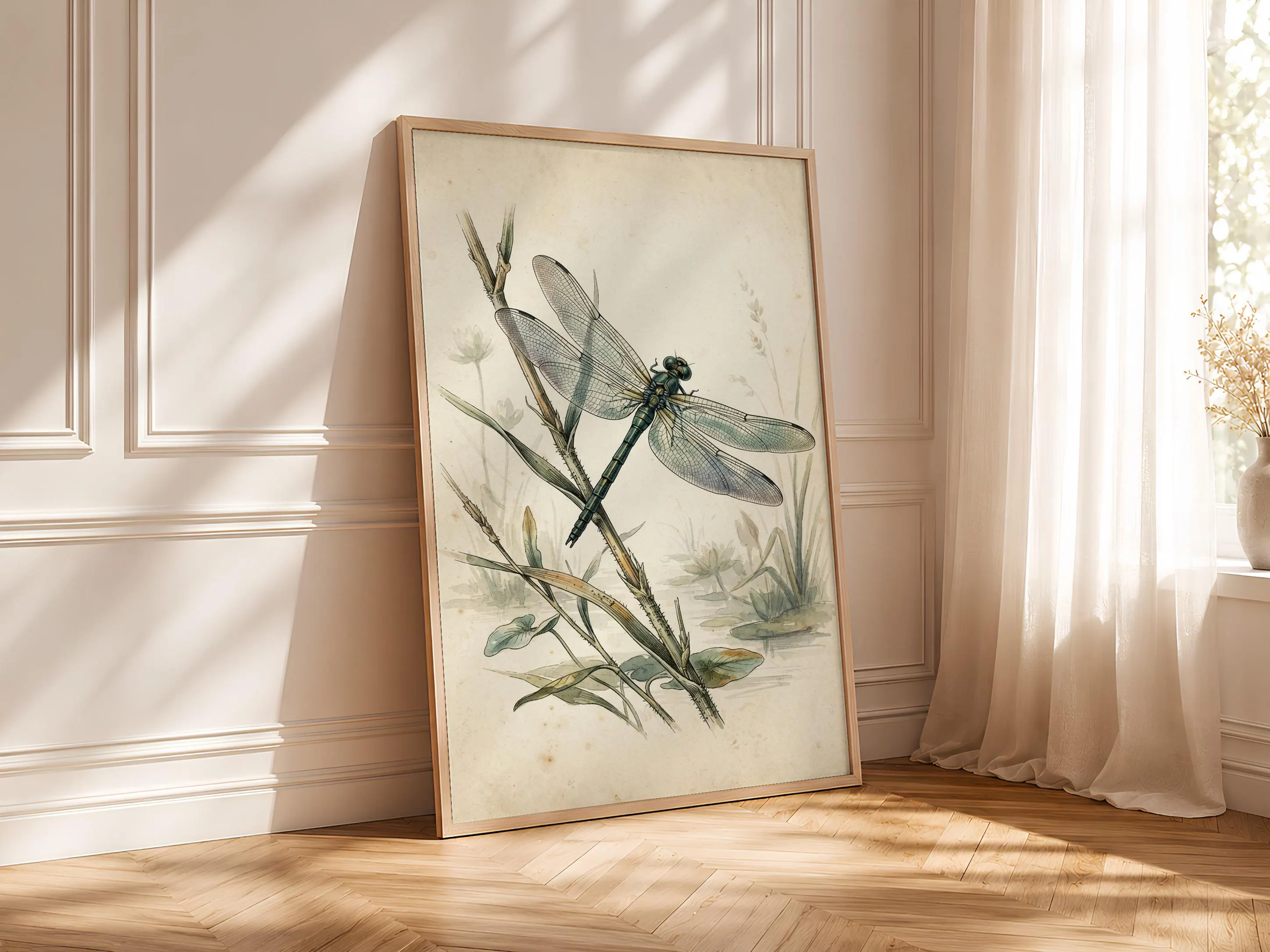 Dragonfly Print, Vintage Botanical Poster, Teal Wall Art, Cottagecore Decor, Housewarming Gift – Calm Wall Art by Artsify thumbnail 4