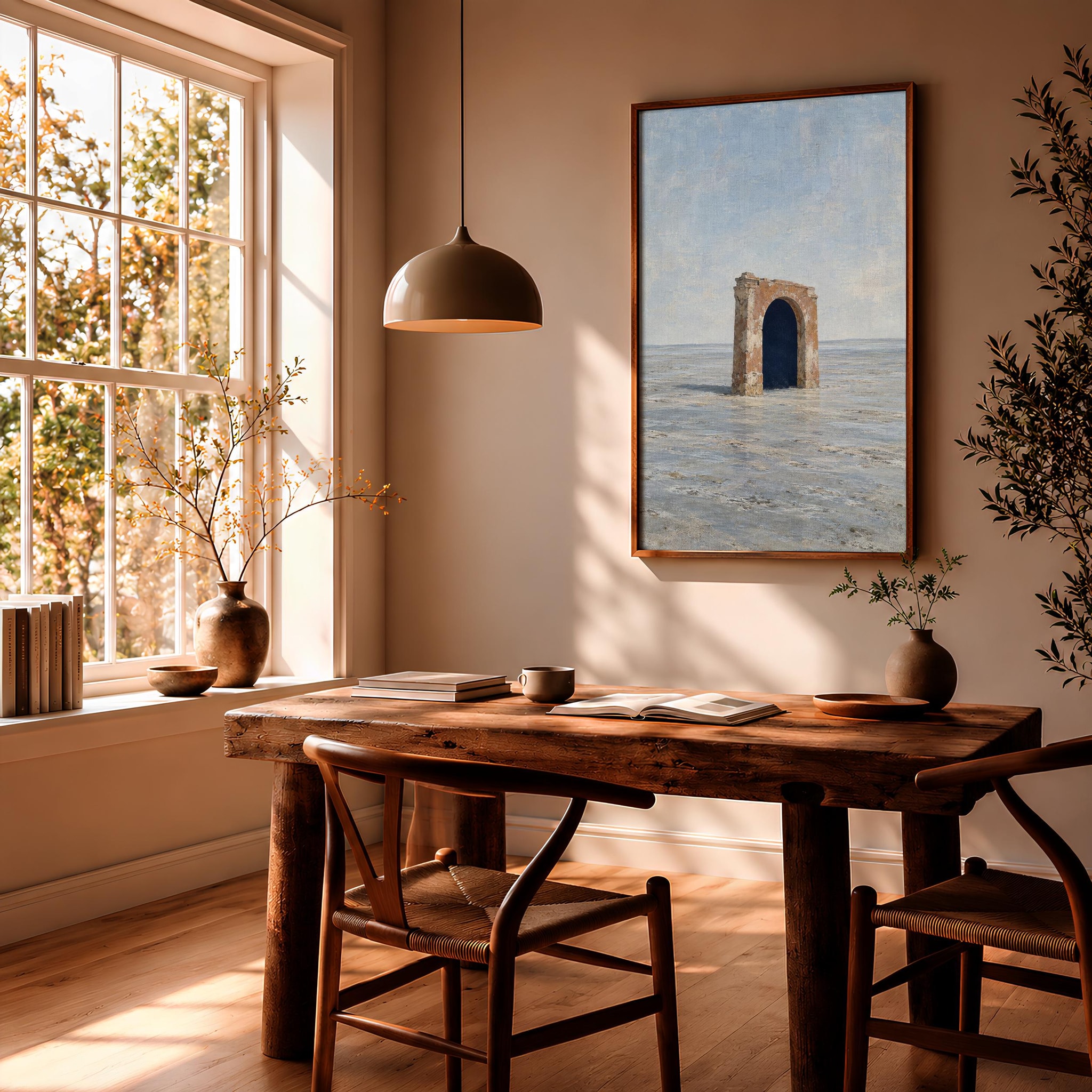 Day and Night Arch Wall Art, Minimal Surreal Coastal Architecture Print – Calm Wall Art by Artsify thumbnail 2