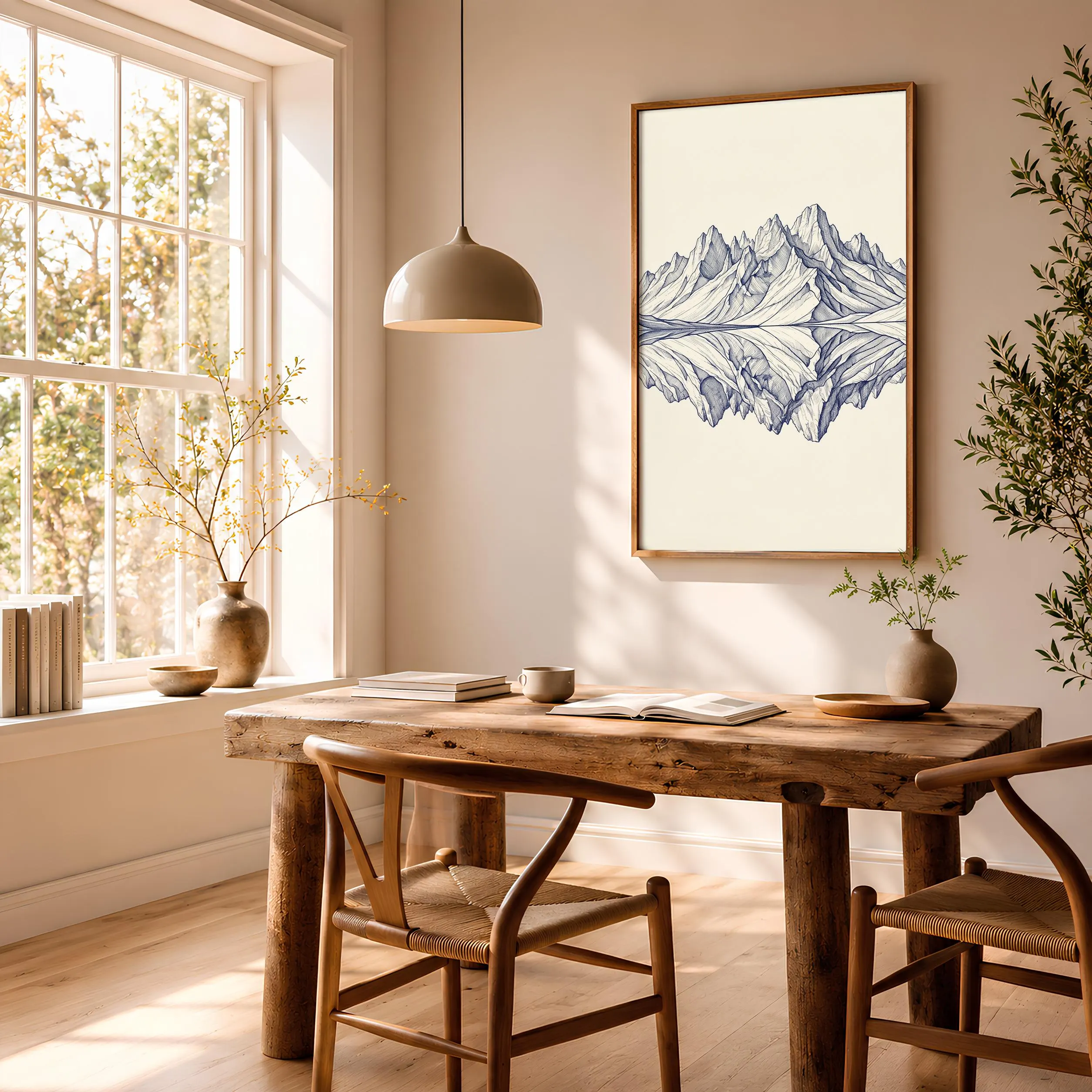 Mountain Lake Line Art Print, Reflection Ink Sketch, Alpine Poster, Office Decor, Housewarming Gift – Calm Wall Art by Artsify thumbnail 2