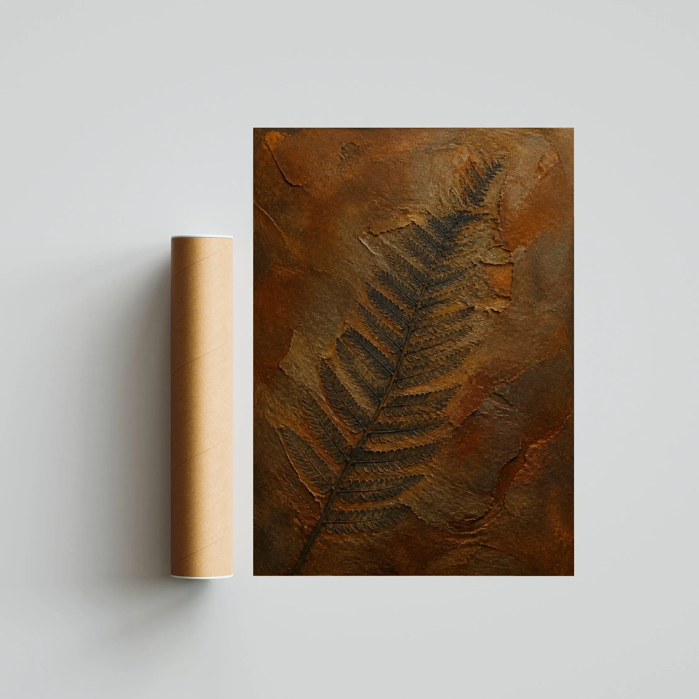 Fossil Fern Print, Iron Shale Encaustic Wall Art, Mineral Relief Poster, Housewarming Gift – Calm Wall Art by Artsify thumbnail 5