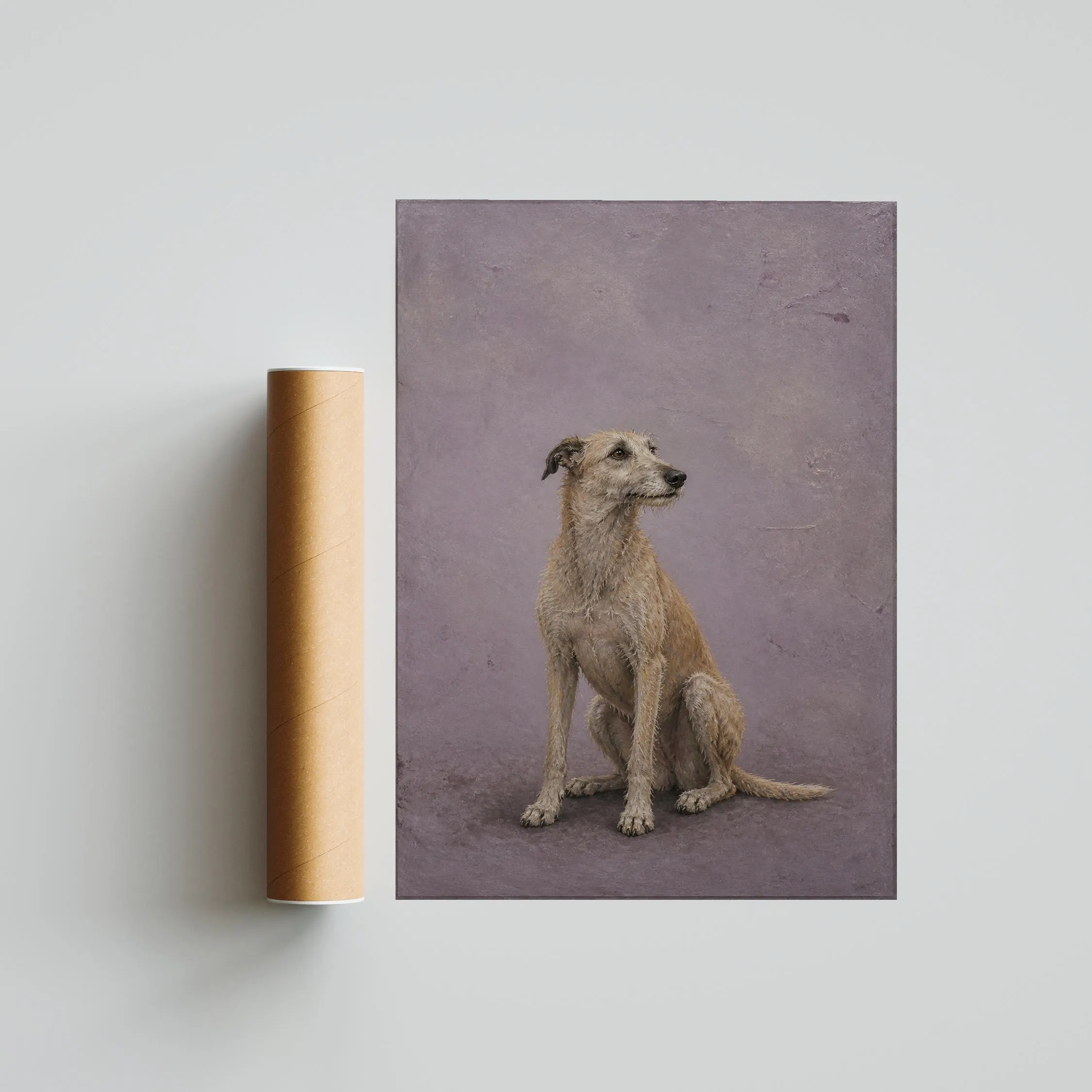Lurcher Wall Art, Lilac Encaustic Dog Painting, Vintage Sighthound Print, Housewarming Gift – Calm Wall Art by Artsify thumbnail 5