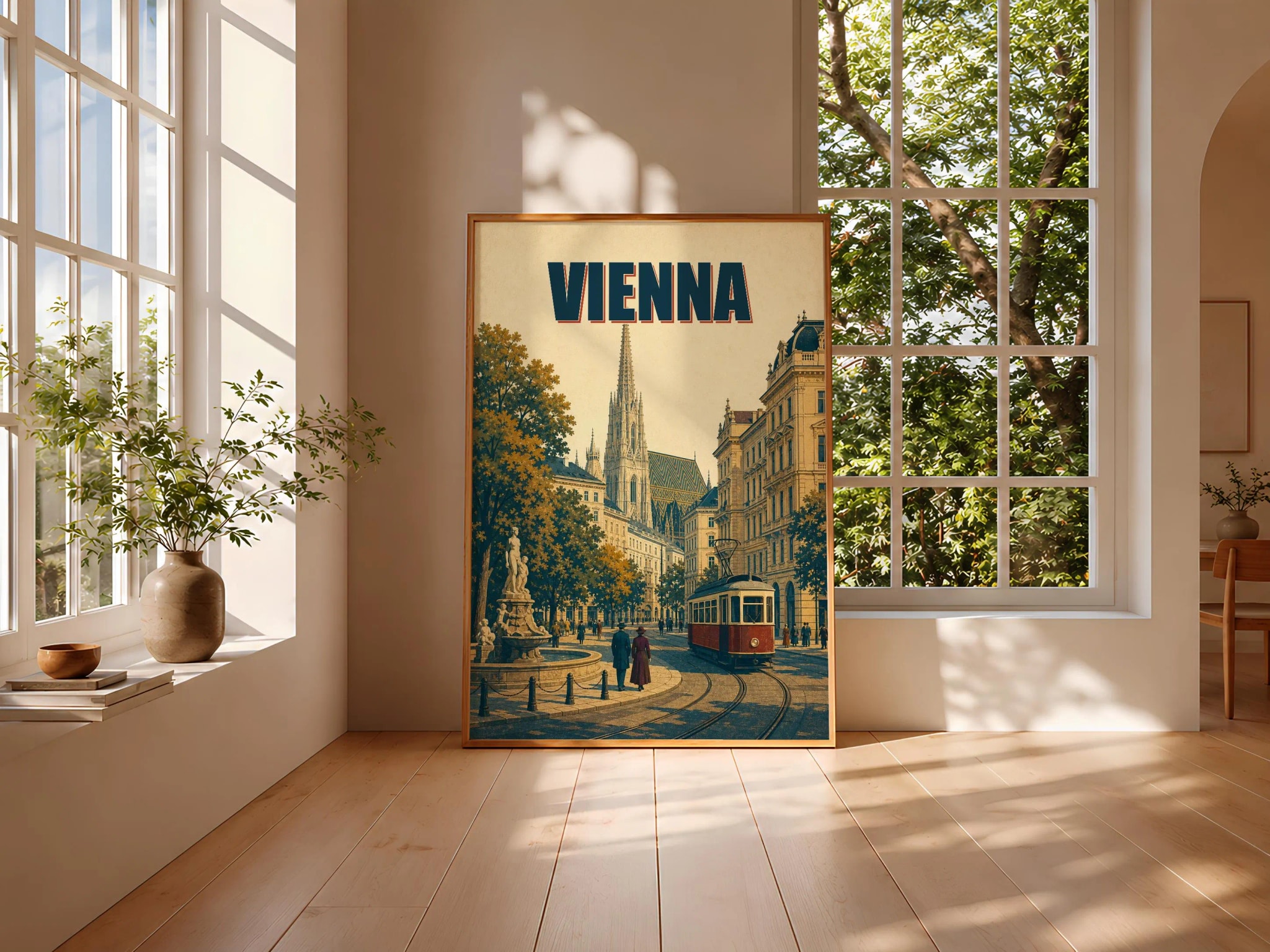 Vienna Travel Poster Print, Vintage Skyline Wall Art, Bold Typography Poster, City Name Wall Decor, Housewarming Gift – Calm Wall Art by Artsify thumbnail 3