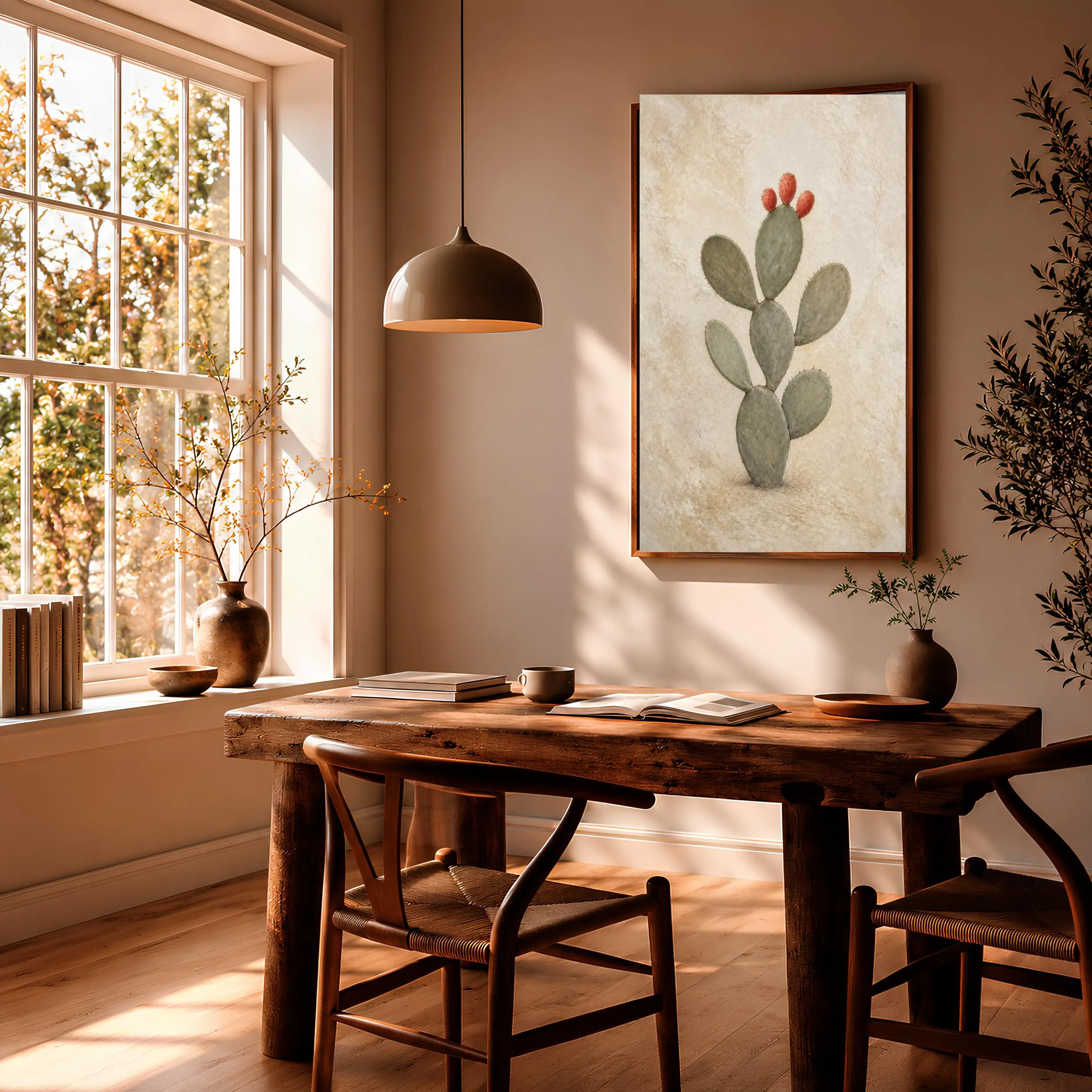 Prickly Pear Wall Art, Coral Cactus Lime Fresco Print – Calm Wall Art by Artsify thumbnail 2