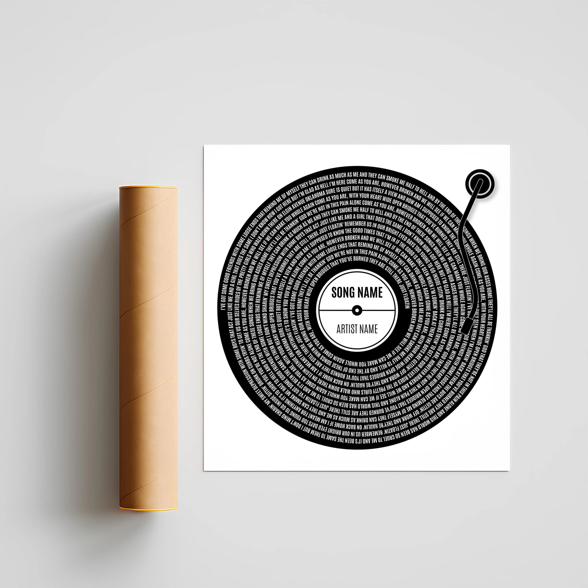 Custom Vinyl Lyrics Print, Personalised Music Poster, Customizable Music Gift, Anniversary Gift, Wedding Song Dance, Valentine's Gift – Calm Wall Art by Artsify thumbnail 4