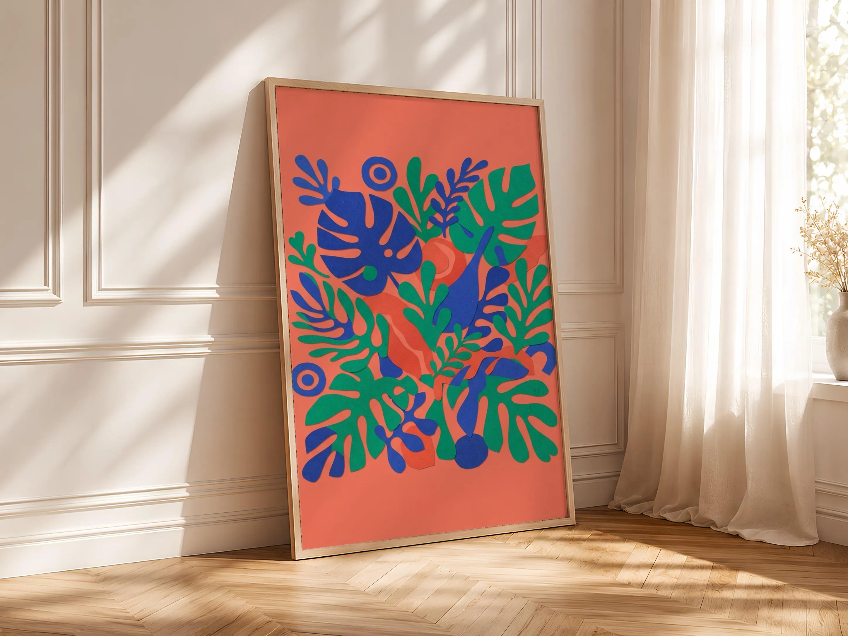 Matisse Style Wall Art, Cut Paper Collage Poster, Botanical Leaf Print, Living Room Decor, Housewarming Gift – Calm Wall Art by Artsify thumbnail 4