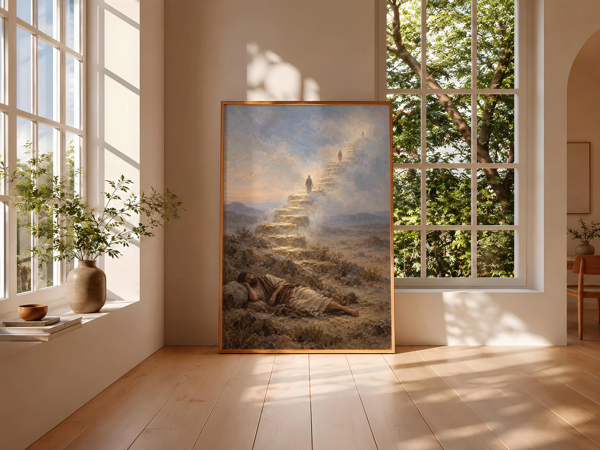 Jacob's Ladder Wall Art, Biblical Dream Oil Painting – Calm Wall Art by Artsify thumbnail 3