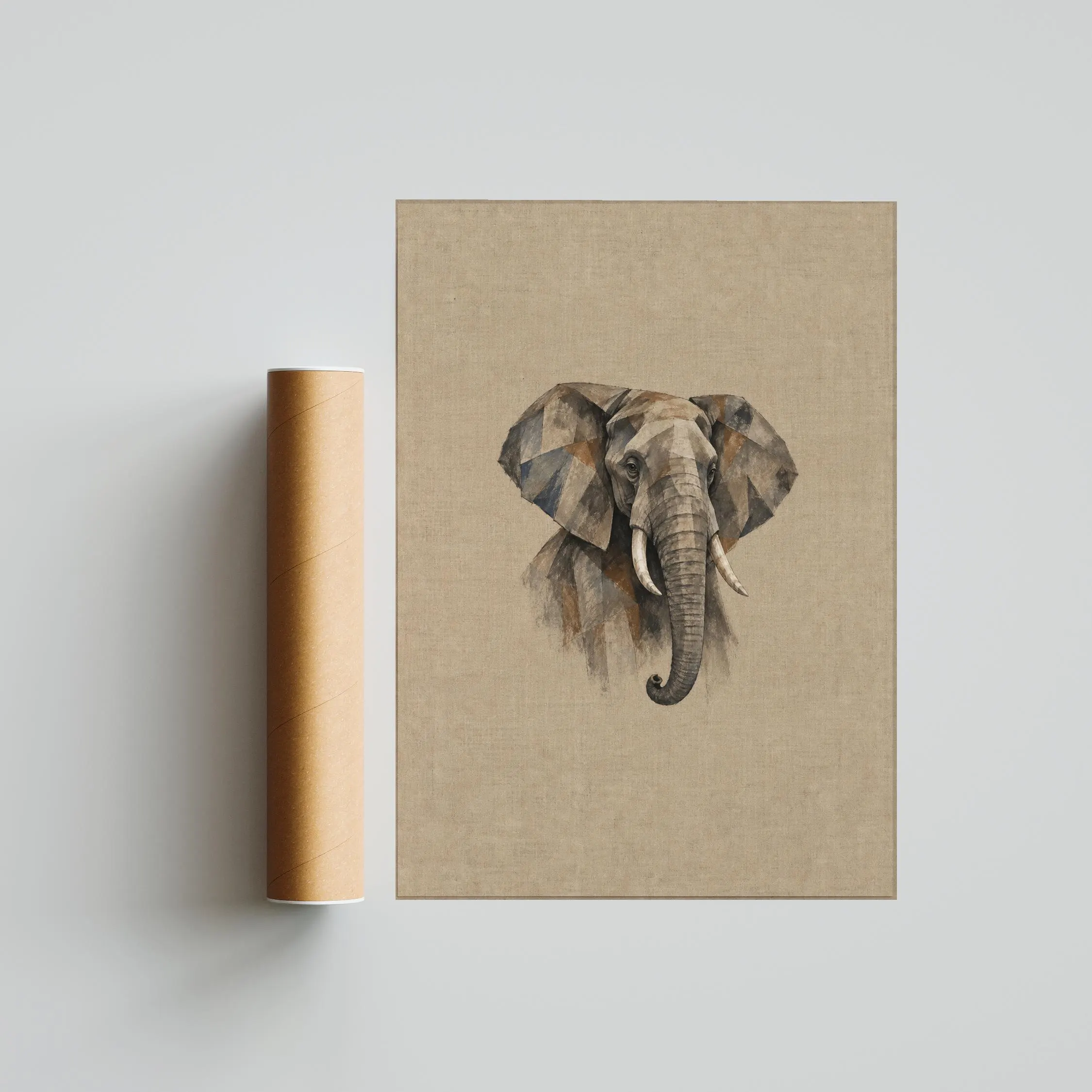 Cubist Elephant Wall Art, Abstract Geometric Wildlife Portrait, Modern Safari Decor – Calm Wall Art by Artsify thumbnail 5