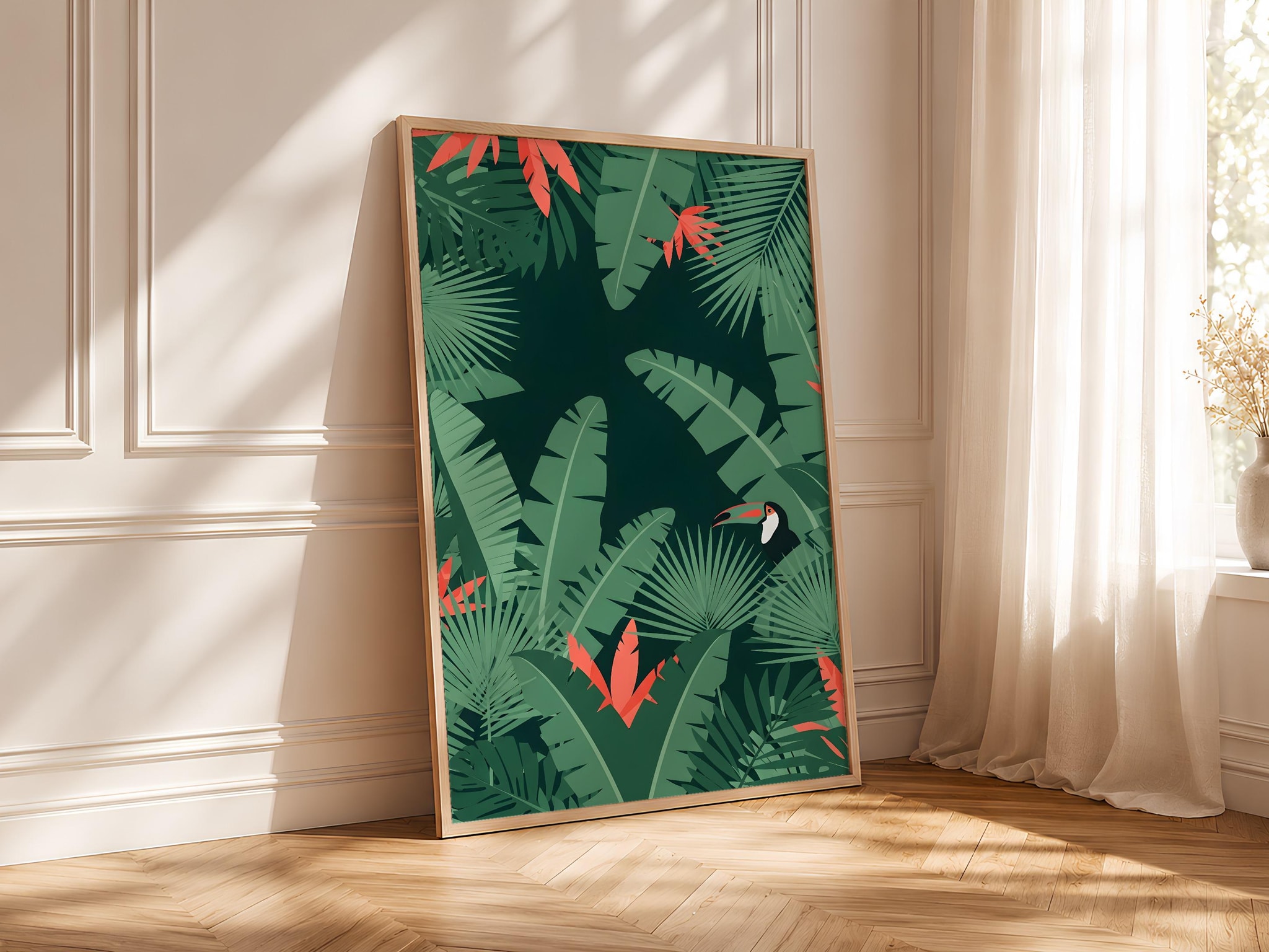 Tropical Jungle Print, Botanical Leaves Poster, Exotic Green Wall Art, Modern Tropical Home Decor, Housewarming Gift – Calm Wall Art by Artsify thumbnail 4