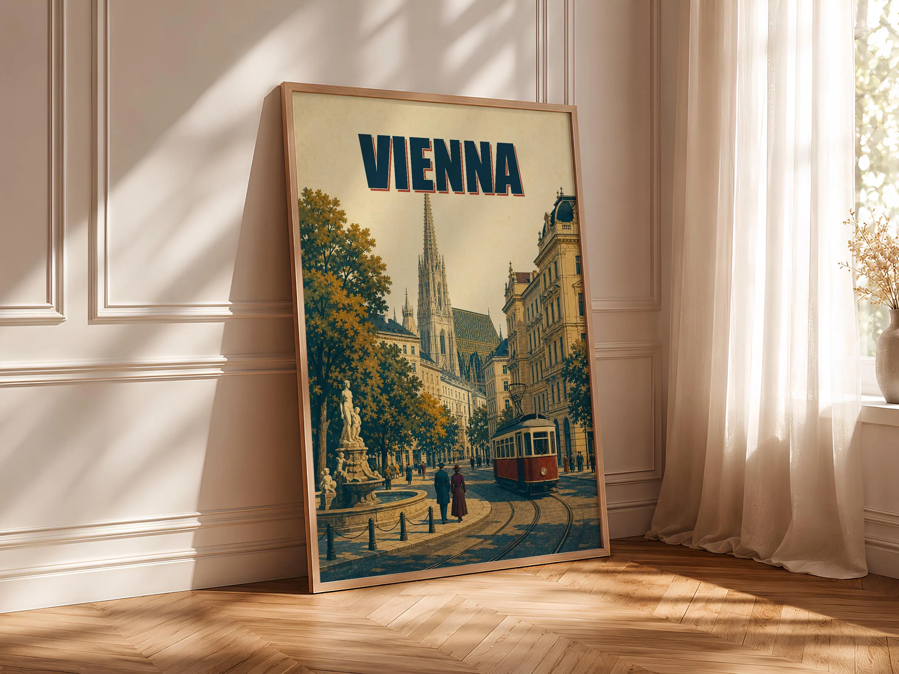 Vienna Travel Poster Print, Vintage Skyline Wall Art, Bold Typography Poster, City Name Wall Decor, Housewarming Gift – Calm Wall Art by Artsify thumbnail 4
