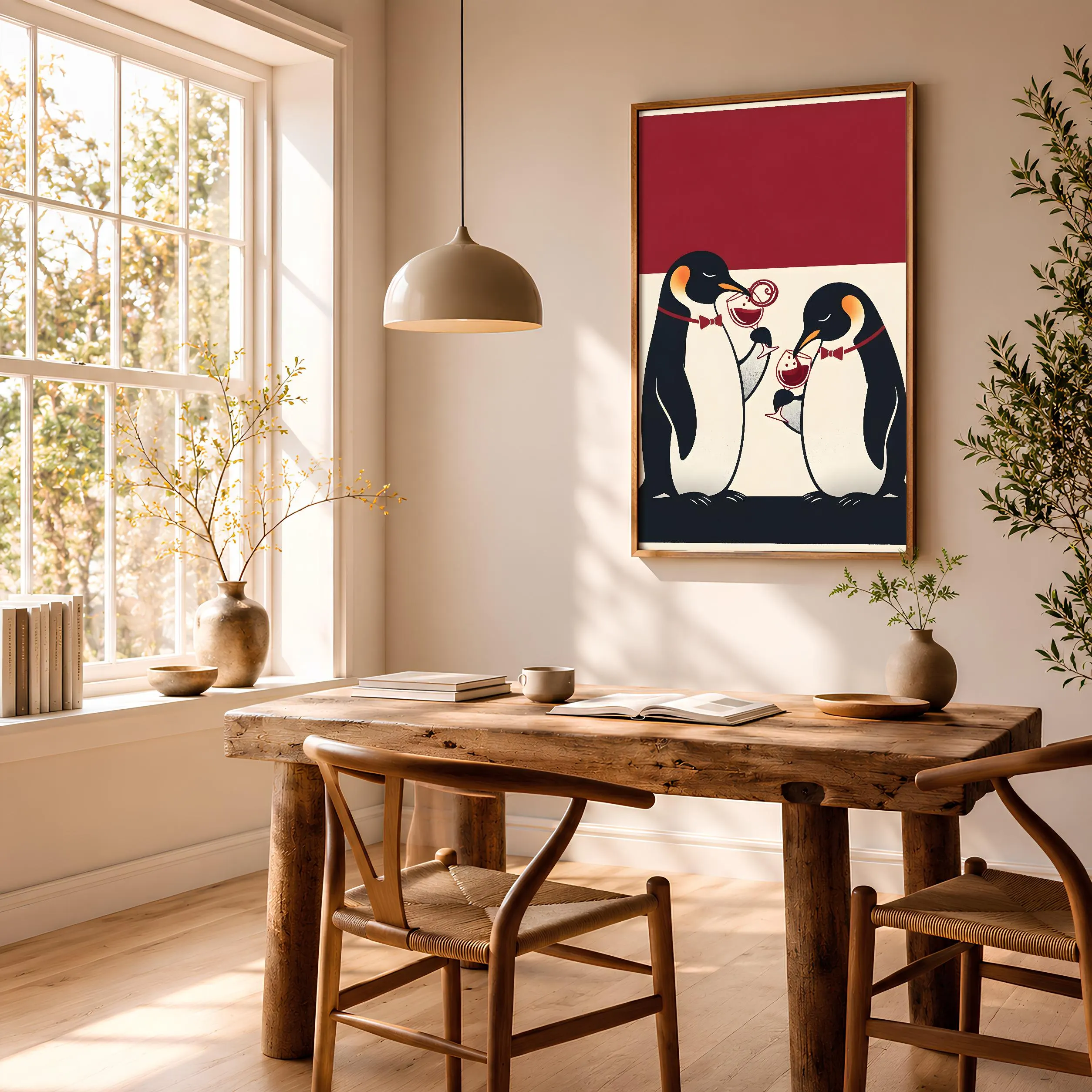Penguin Wine Art Print, Funny Animal Poster, Retro Dining Room Wall Art, Quirky Bar Cart Decor, Wine Lover Gift, Housewarming Gift – Calm Wall Art by Artsify thumbnail 2