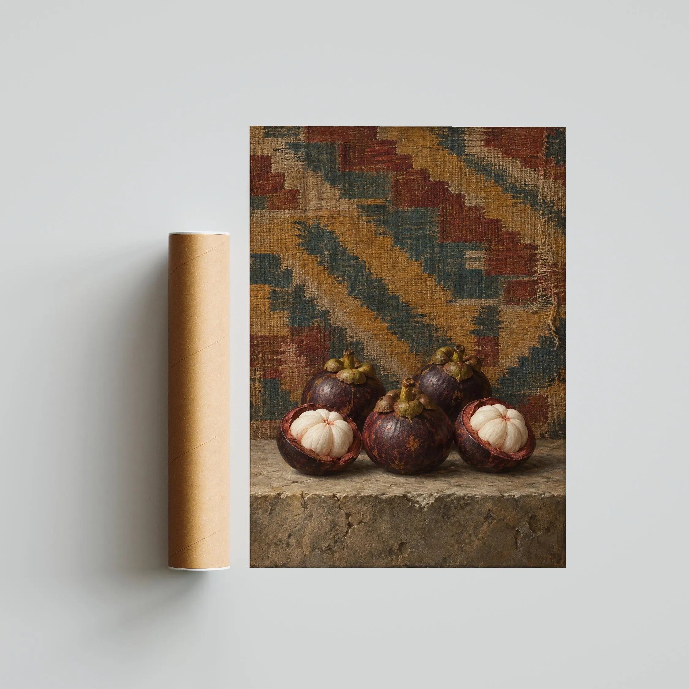 Mangosteen Wall Art, Antique Kilim Tropical Fruit Painting – Calm Wall Art by Artsify thumbnail 5