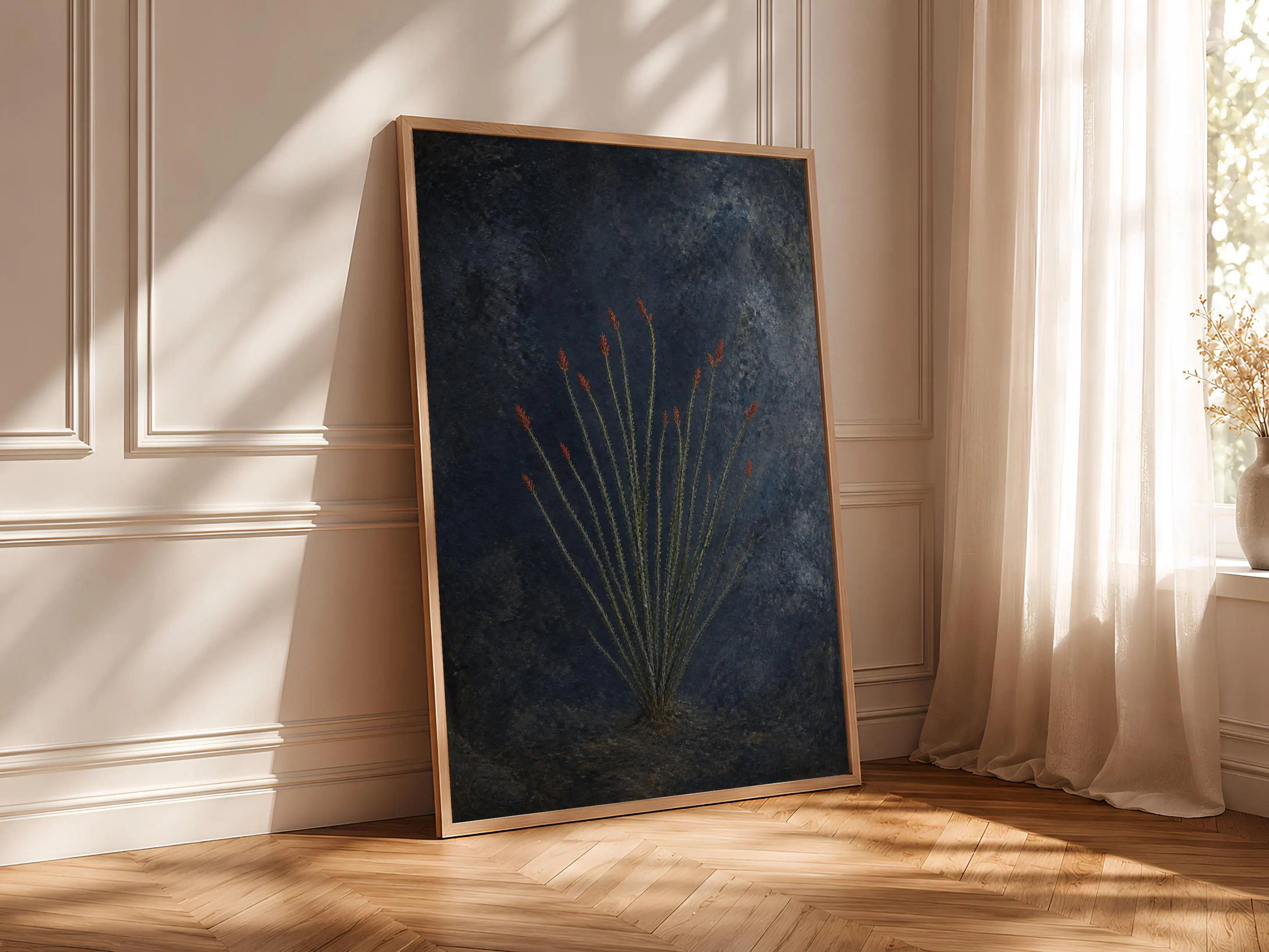 Ocotillo Wall Art, Moody Desert Botanical Fresco Print – Calm Wall Art by Artsify thumbnail 4