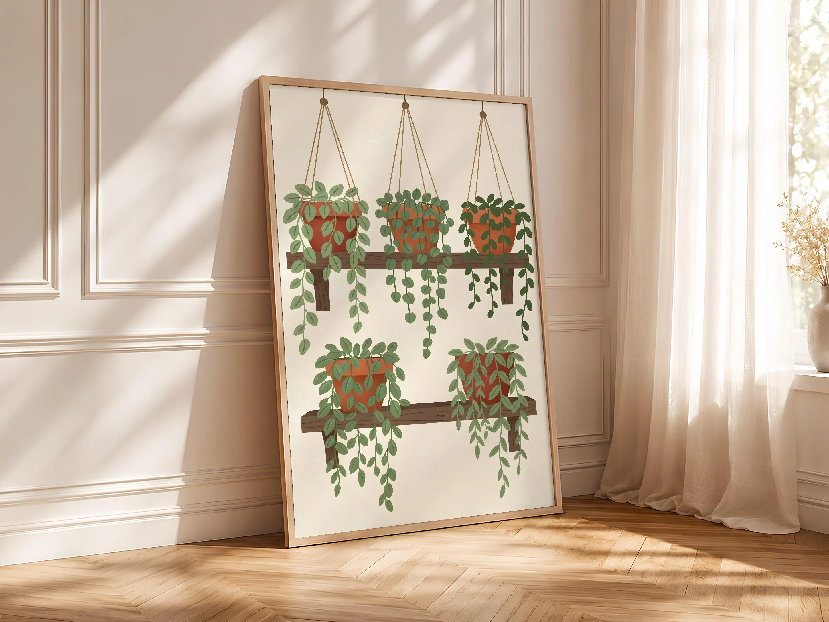 Plant Shelf Art Print, Boho Botanical Poster, Indoor Garden Wall Art, Cozy Plant Lover Decor, Housewarming Gift – Calm Wall Art by Artsify thumbnail 4