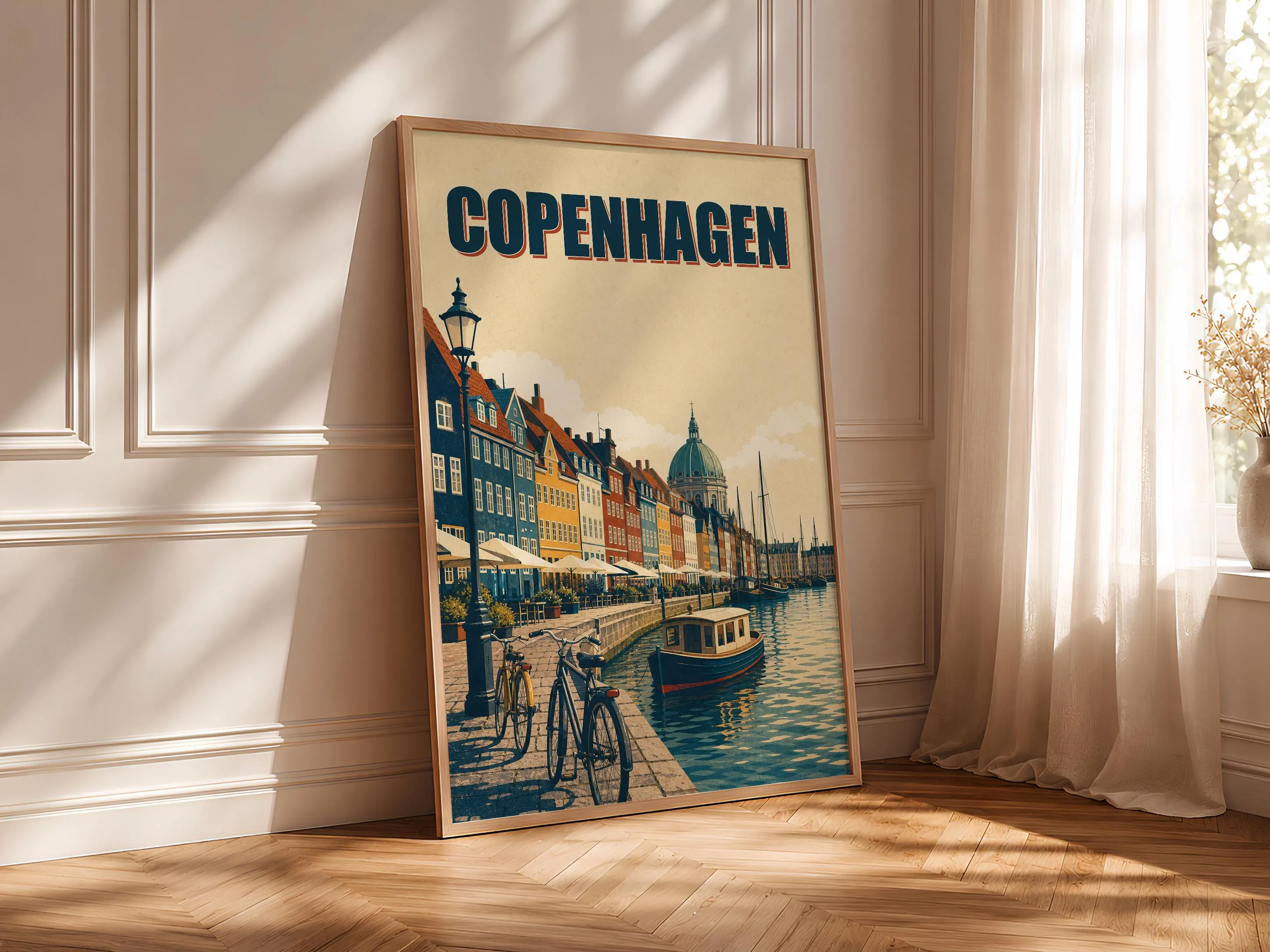 Copenhagen Travel Poster Print, Vintage Skyline Wall Art, Bold Typography Poster, City Name Wall Decor, Housewarming Gift – Calm Wall Art by Artsify thumbnail 4