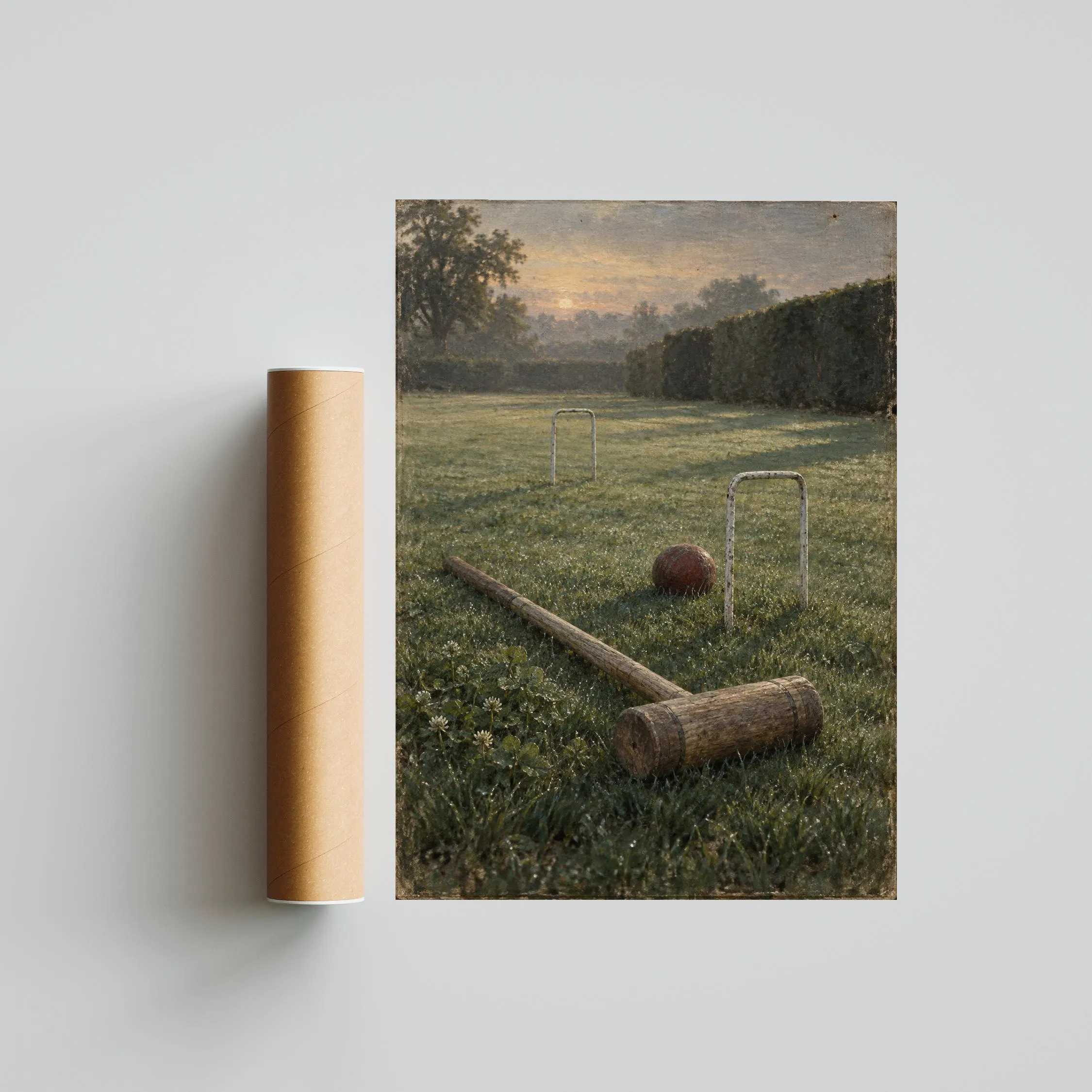Vintage Croquet Wall Art, Dewy English Garden Oil Painting, Game Room Decor – Calm Wall Art by Artsify thumbnail 5