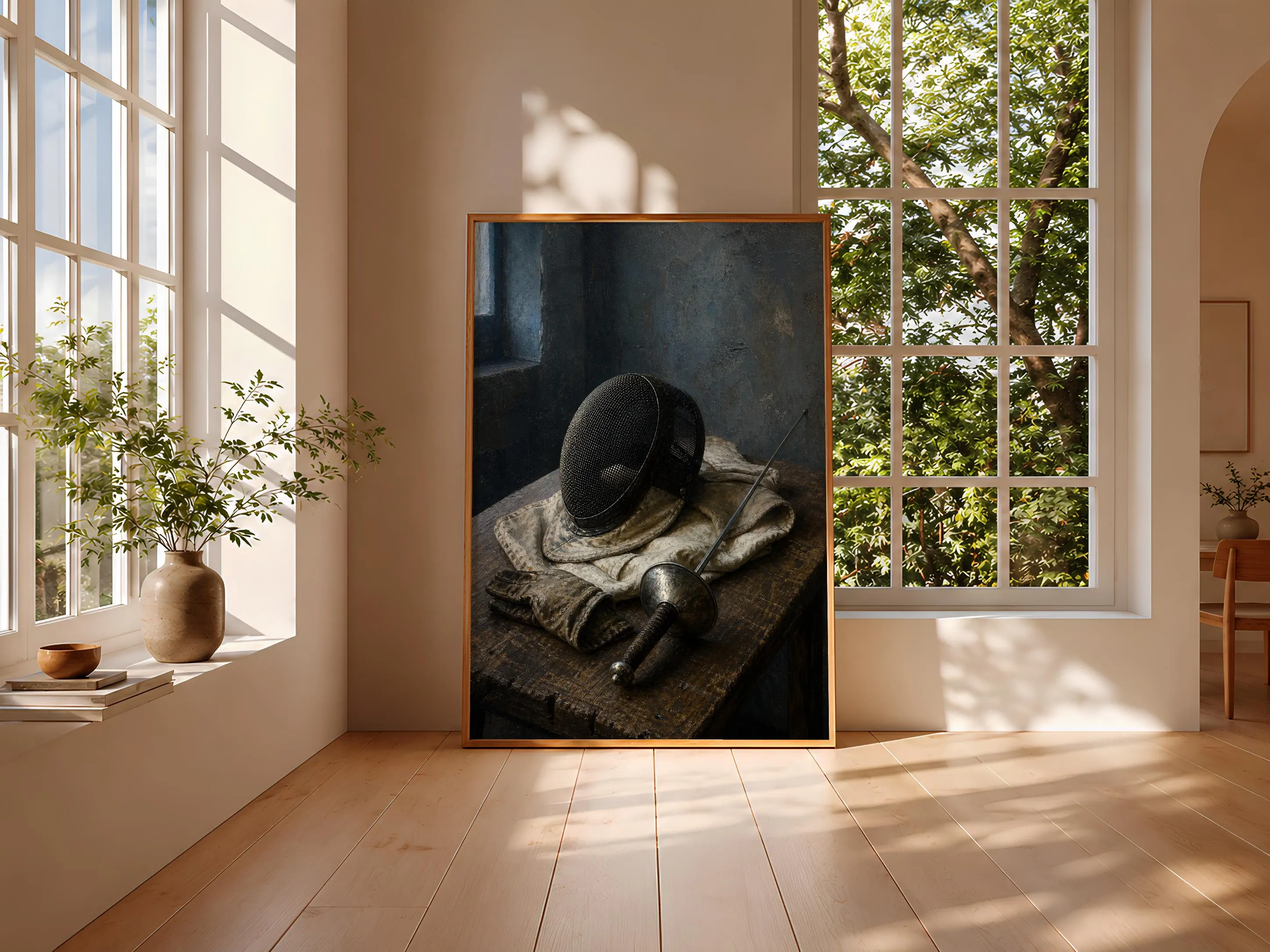 Vintage Fencing Print, Sport Still Life Wall Art, Fencing Mask Poster, Athletic Decor, Housewarming Gift – Calm Wall Art by Artsify thumbnail 3