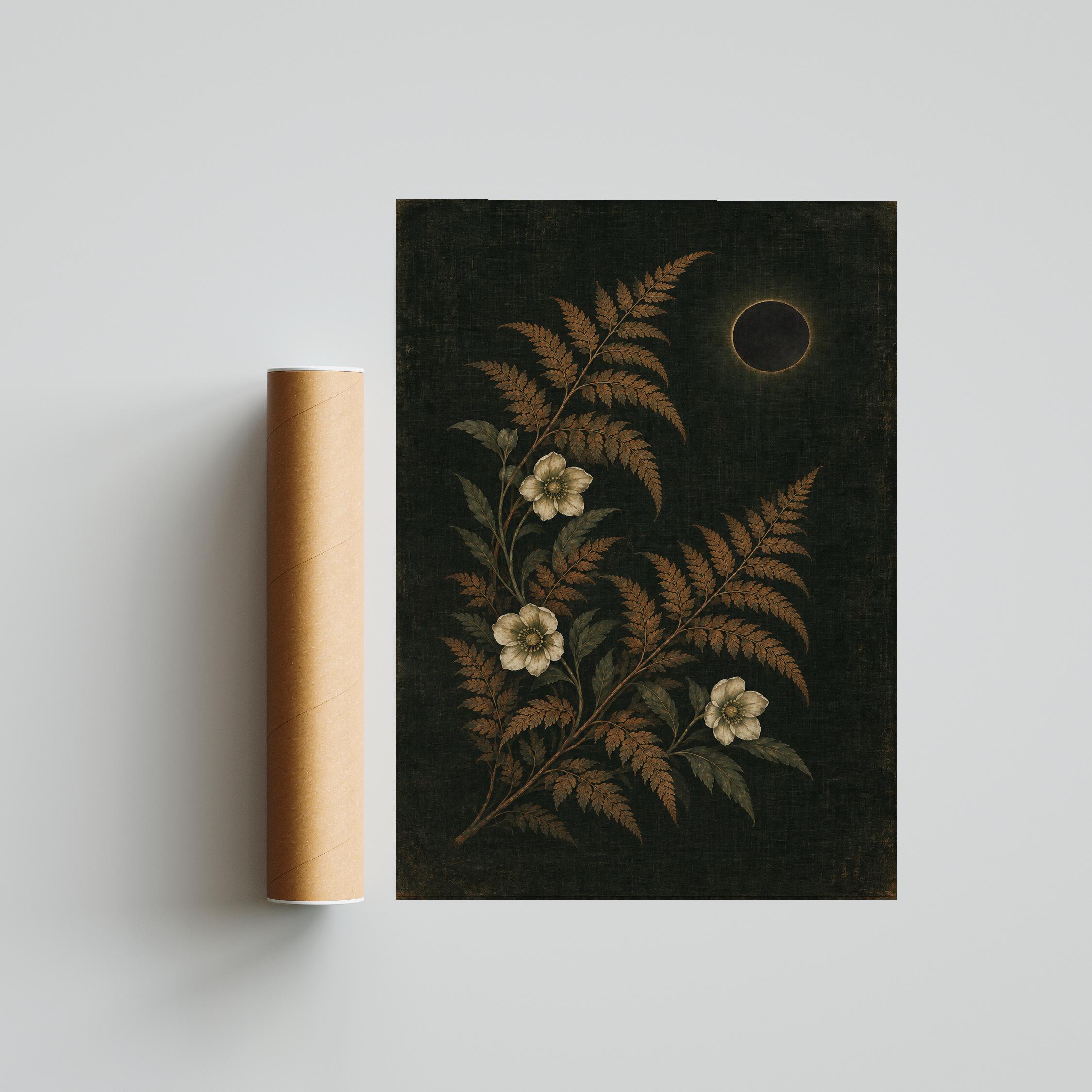 Copper Fern Eclipse Wall Art, Dark Green Arts and Crafts Botanical Print – Calm Wall Art by Artsify thumbnail 5