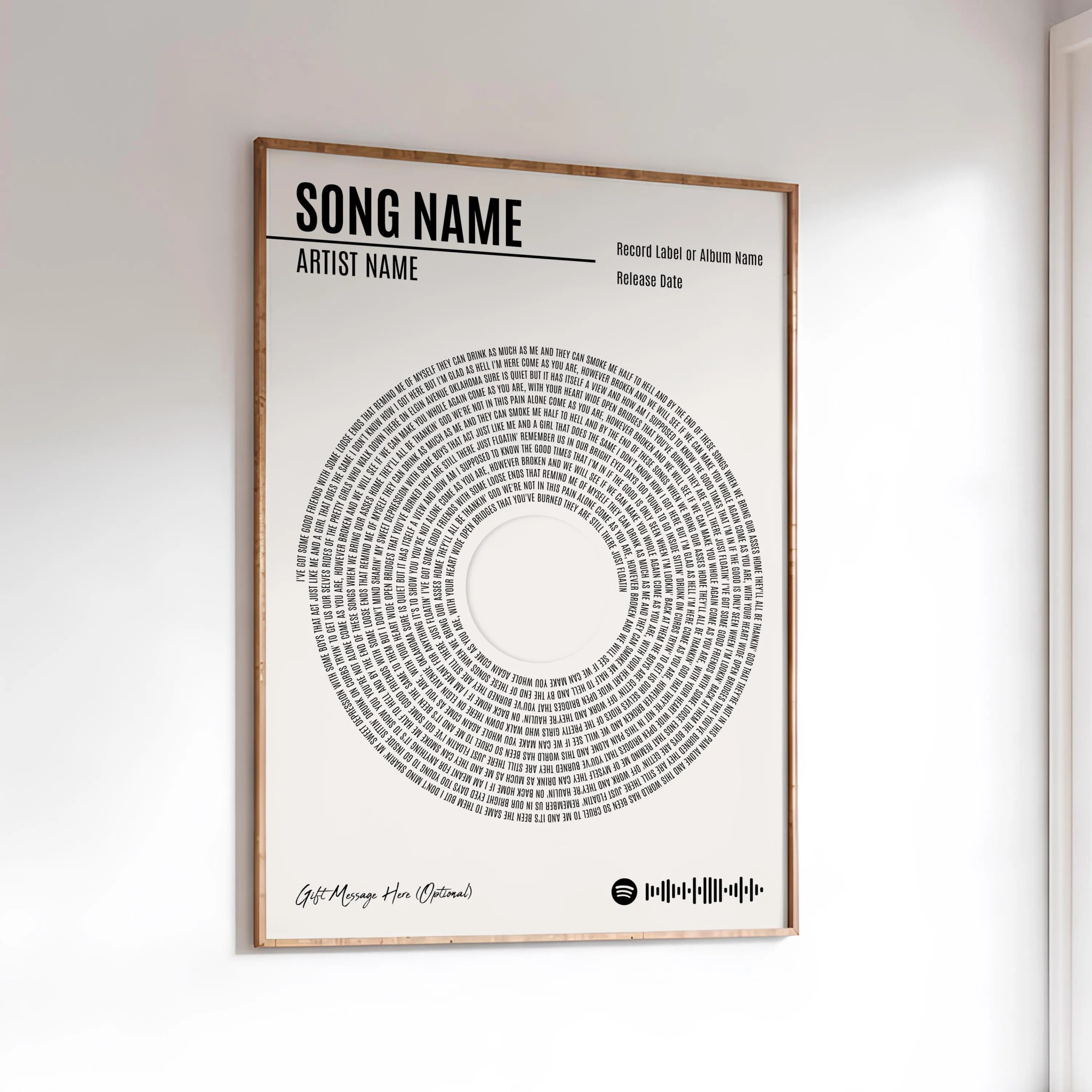 Custom Vinyl Lyrics Print, Personalised Music Poster, Customizable Music Gift, Anniversary Gift, Wedding Song Dance, Valentine's Gift – Calm Wall Art by Artsify thumbnail 2