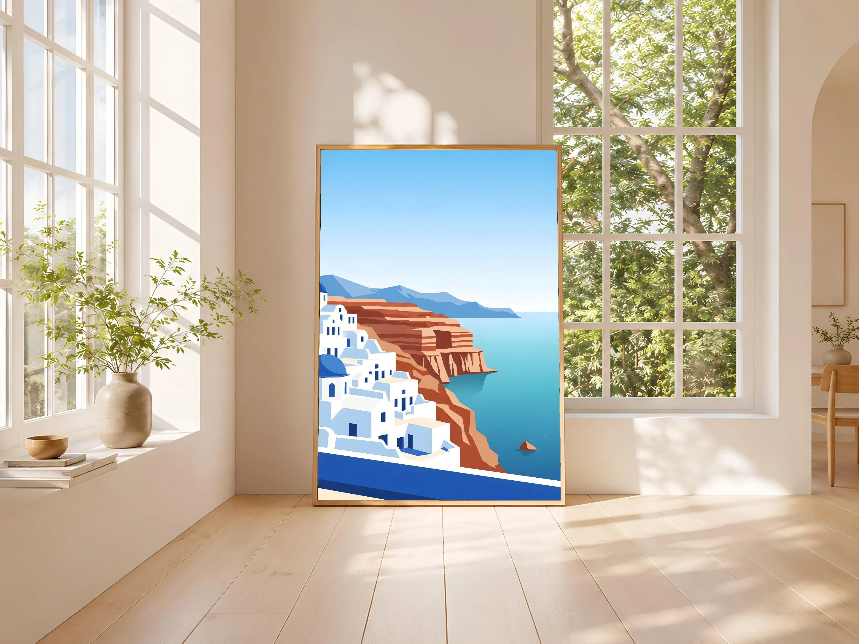 Mediterranean Coastline Print, Coastal Cliff Poster, Minimalist Travel Wall Art, Living Room Decor, Housewarming Gift – Calm Wall Art by Artsify thumbnail 3