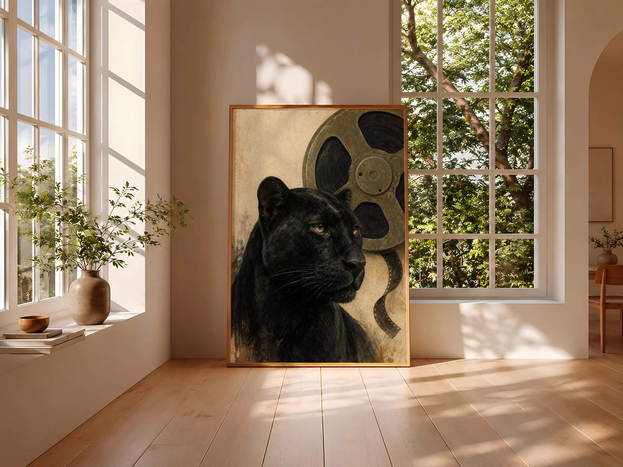 Panther Film Reel Print, Vintage Cinema Wall Art, Olive Movie Poster, Film Lover Decor, Housewarming Gift – Calm Wall Art by Artsify thumbnail 3
