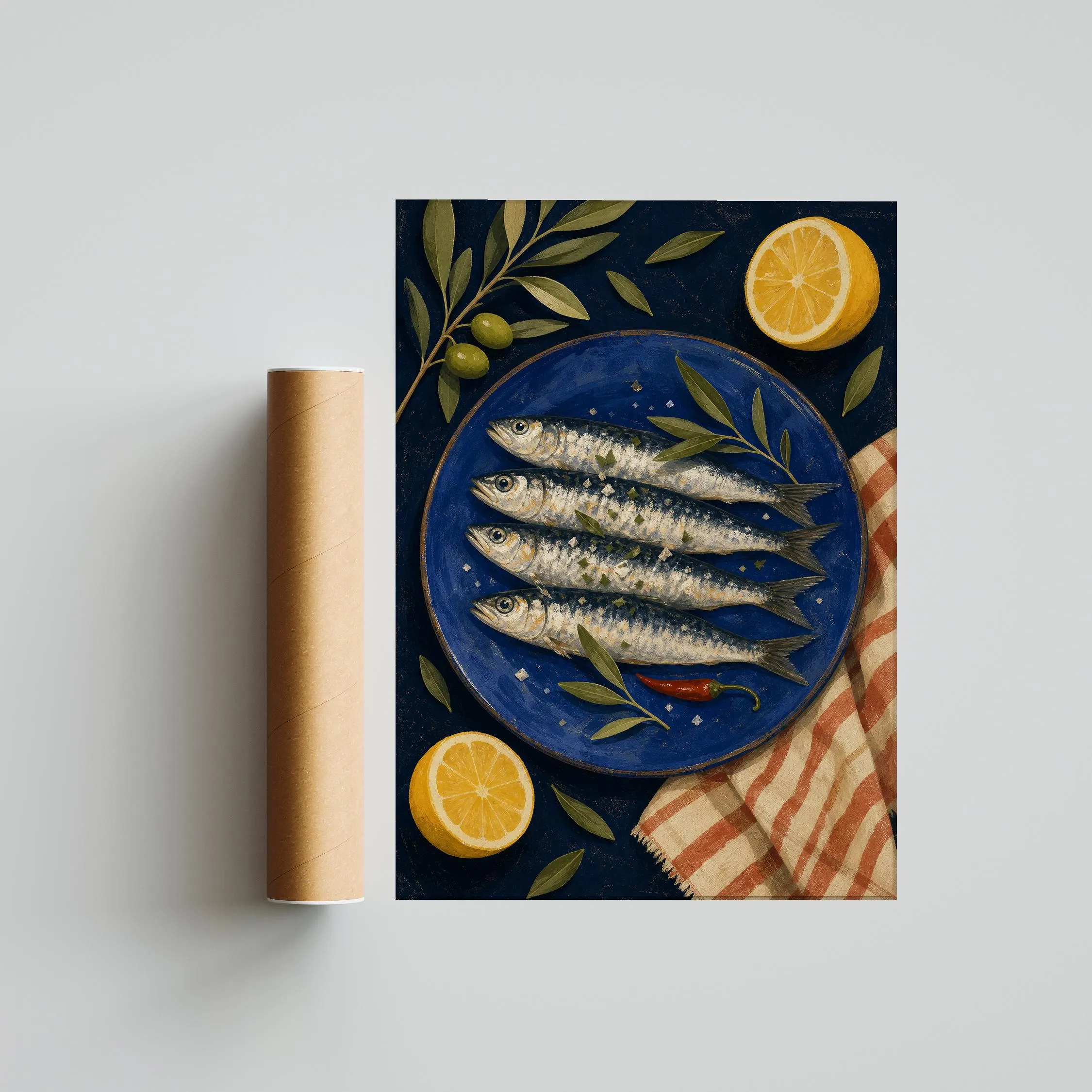 Sardine Kitchen Print, Mediterranean Still Life Wall Art, Vintage Editorial Poster, Coastal Dining Decor, Housewarming Gift – Calm Wall Art by Artsify thumbnail 5