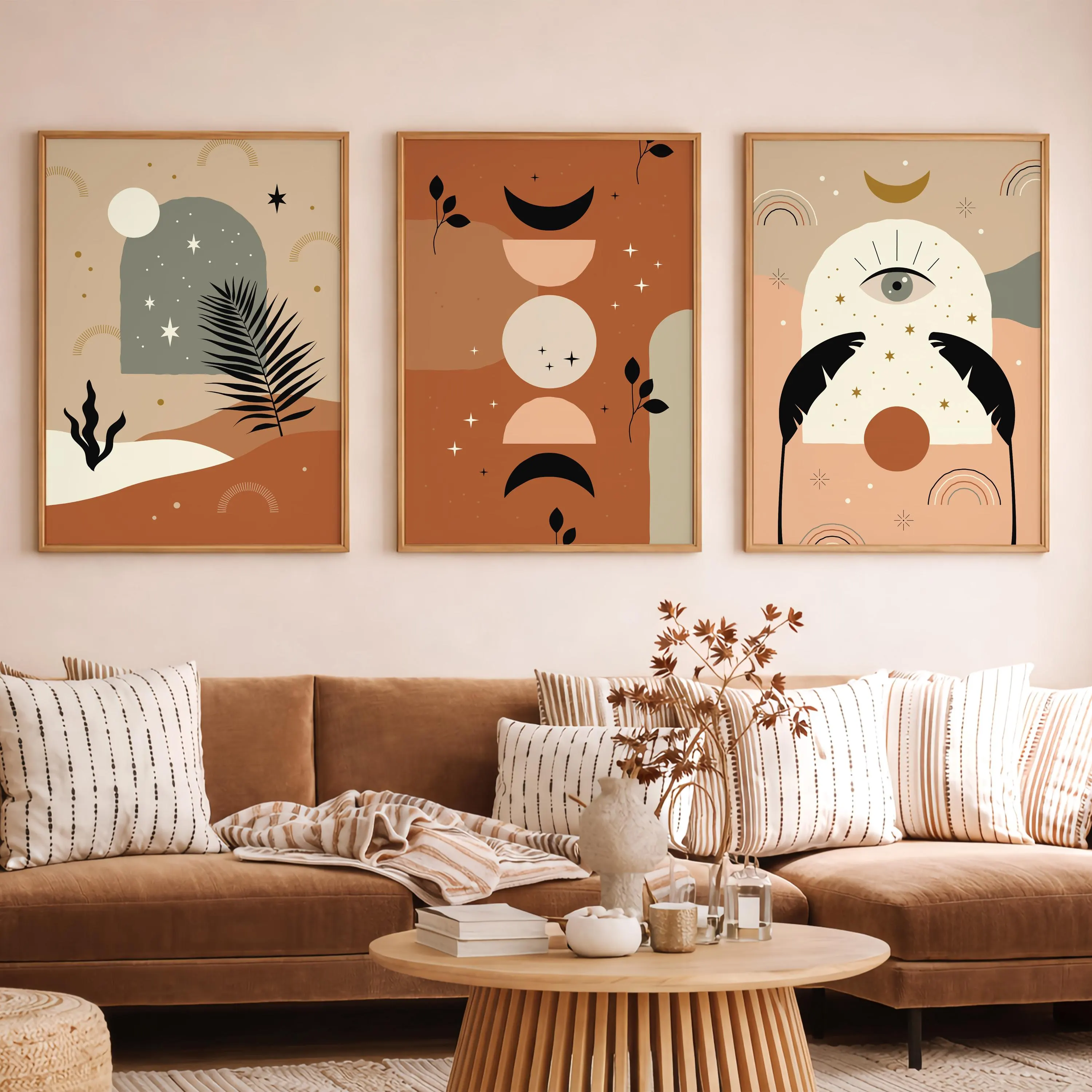 Boho Abstract Wall Art Set of 3, Neutral Celestial Posters, Modern Minimal Wall Decor, Earth Tone Art Prints, A0/A1/A2/A3/A4 – Calm Wall Art by Artsify thumbnail 4