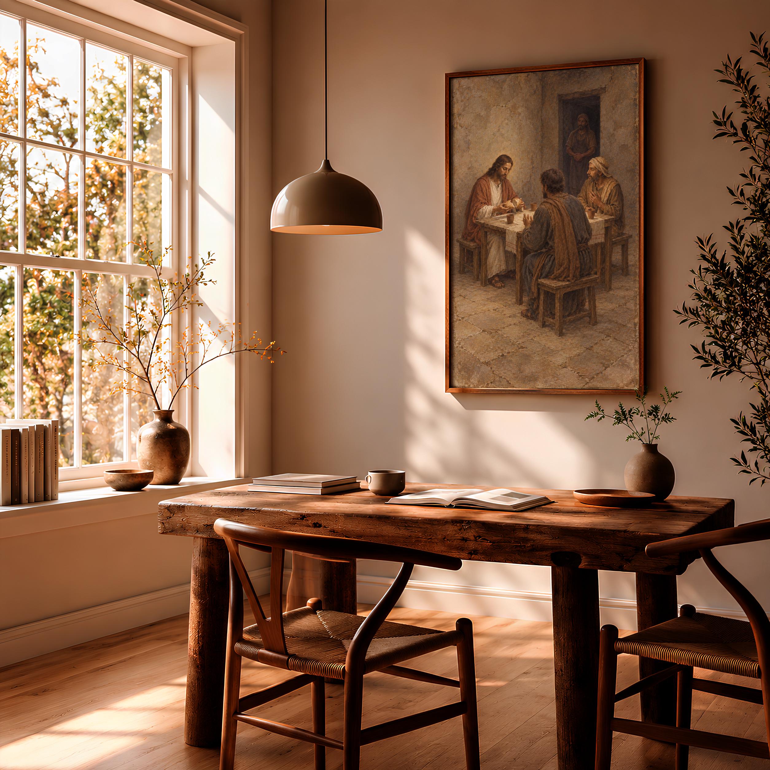 Supper at Emmaus Wall Art, Jesus Breaking Bread Painting – Calm Wall Art by Artsify thumbnail 2