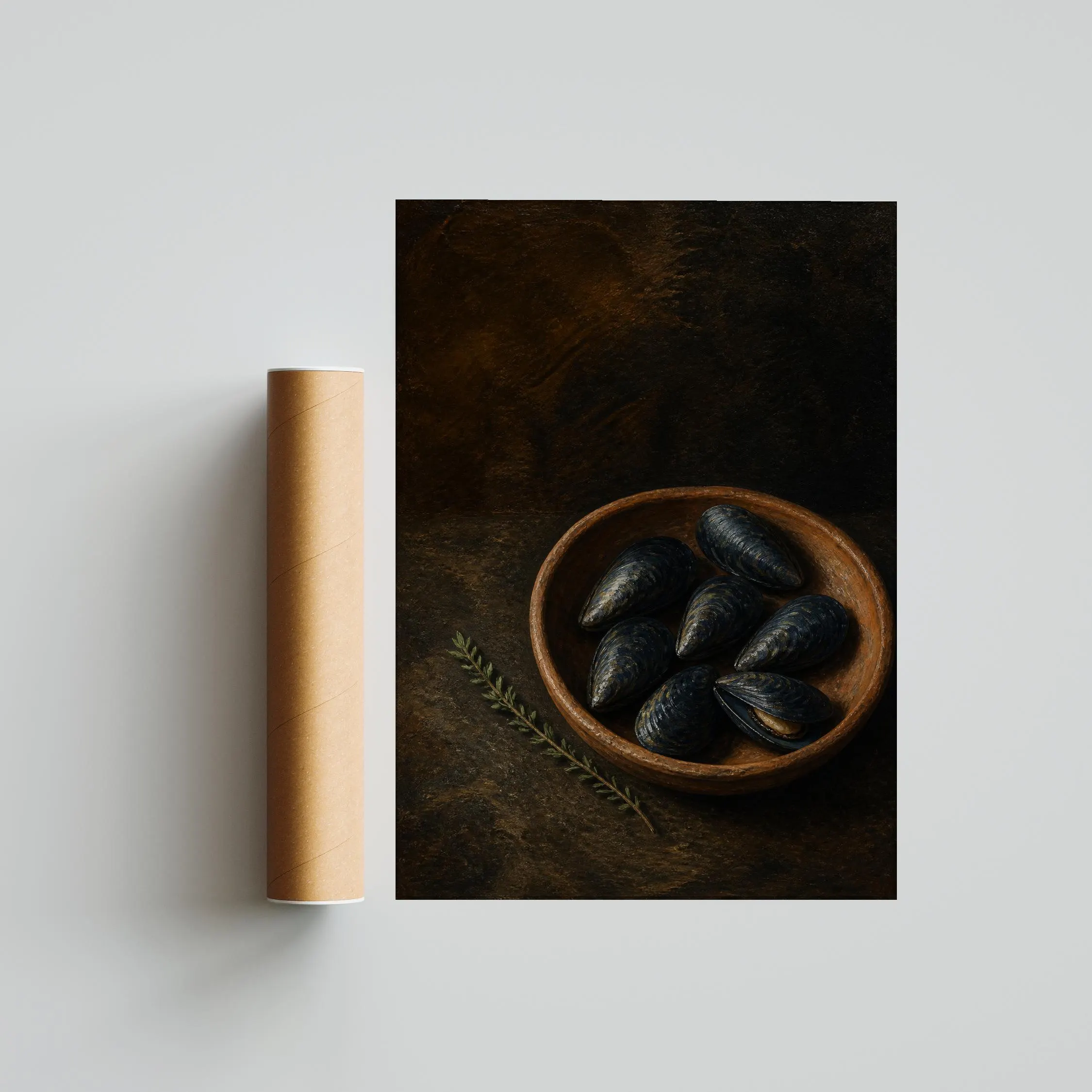 Mussel Still Life Print, Vintage Oil Painting Wall Art, Coastal Kitchen Poster, Housewarming Gift – Calm Wall Art by Artsify thumbnail 5