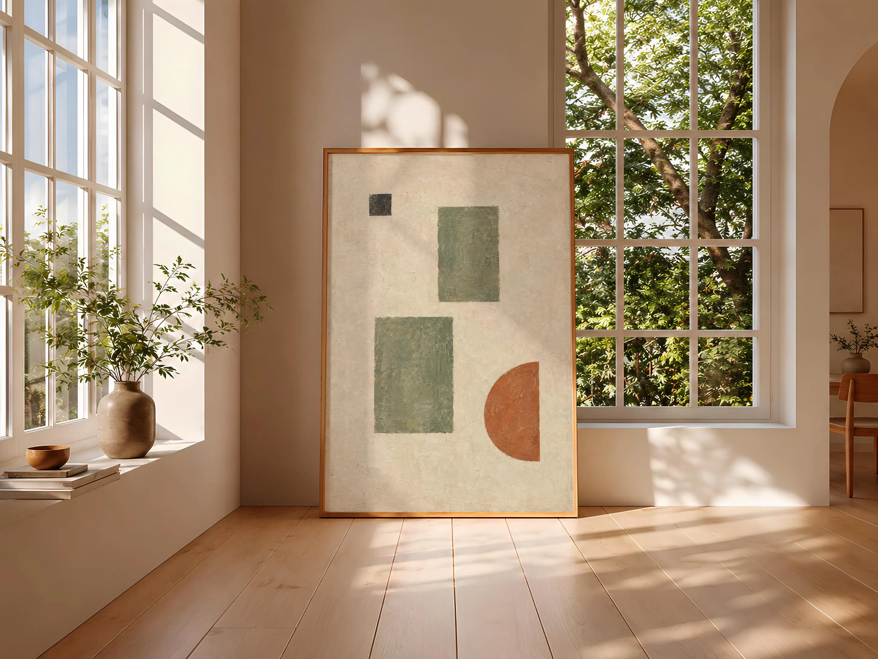 Sage and Terracotta Wall Art, Balanced Shapes Abstract Print – Calm Wall Art by Artsify thumbnail 3