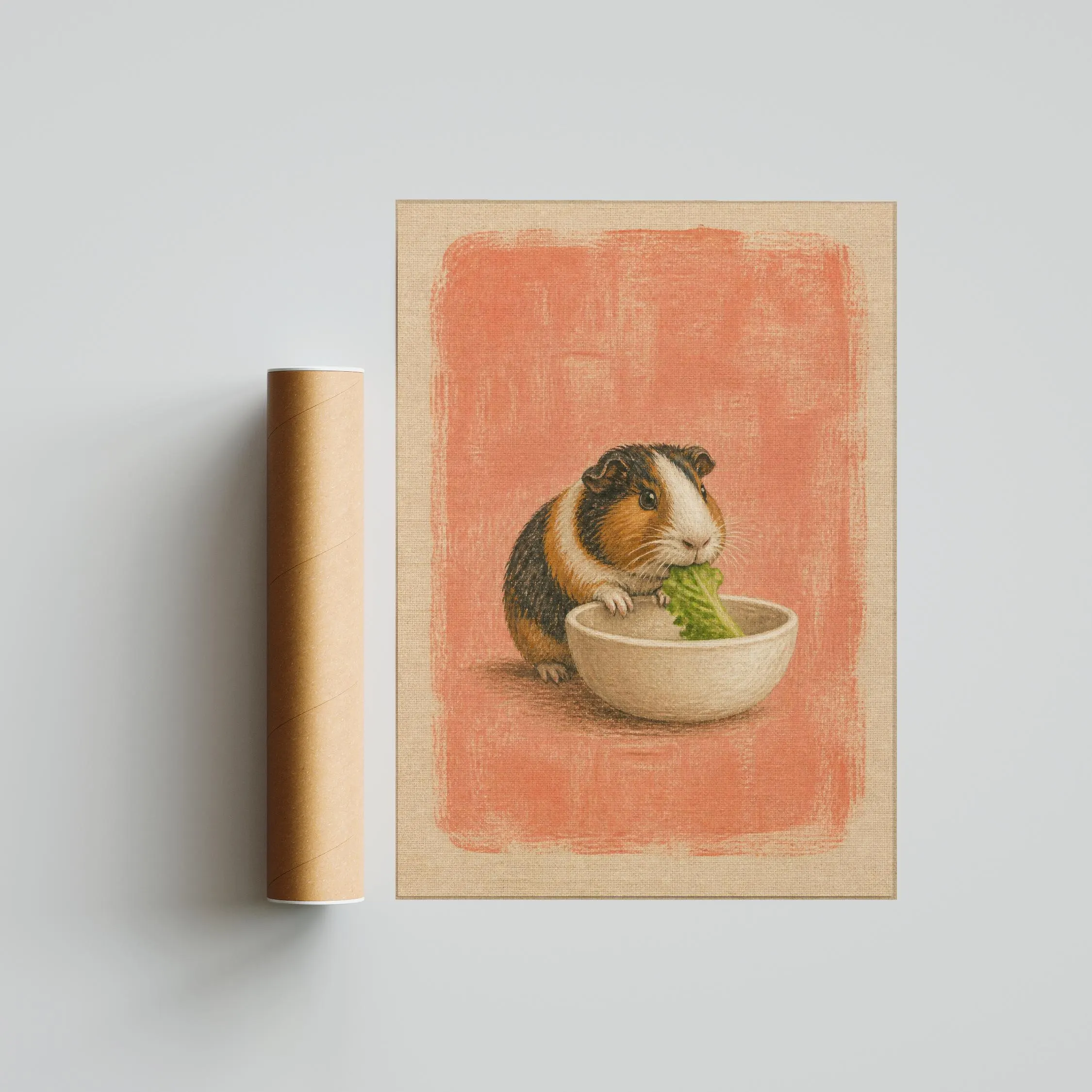 Funny Guinea Pig Kitchen Art, Salad Bowl Pet, Minimalist Cavy Print – Calm Wall Art by Artsify thumbnail 5