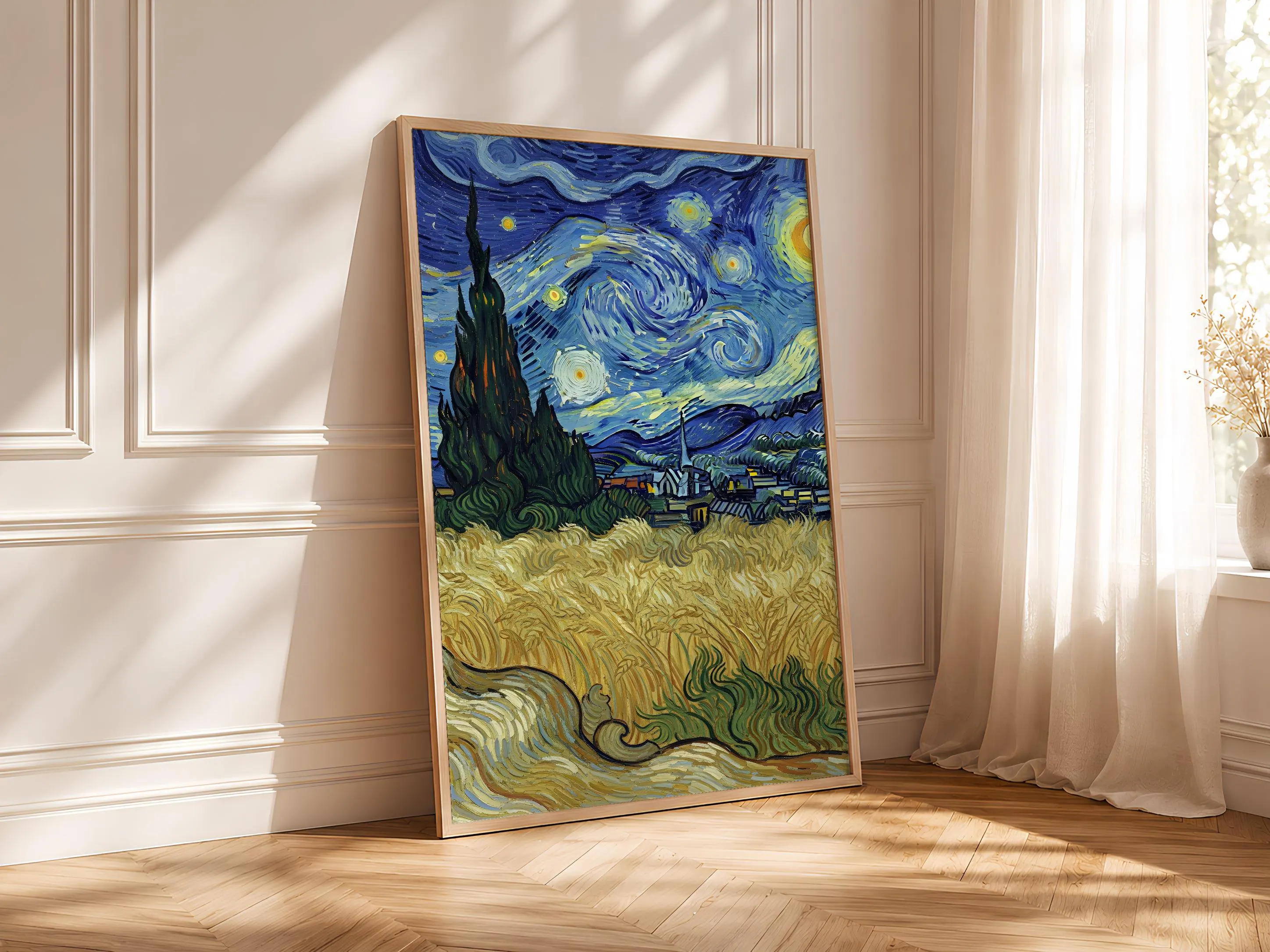 Van Gogh Style Cypress Print, Post Impressionist Twilight Poster, Swirling Sky Wall Art, Office Decor, Housewarming Gift – Calm Wall Art by Artsify thumbnail 4