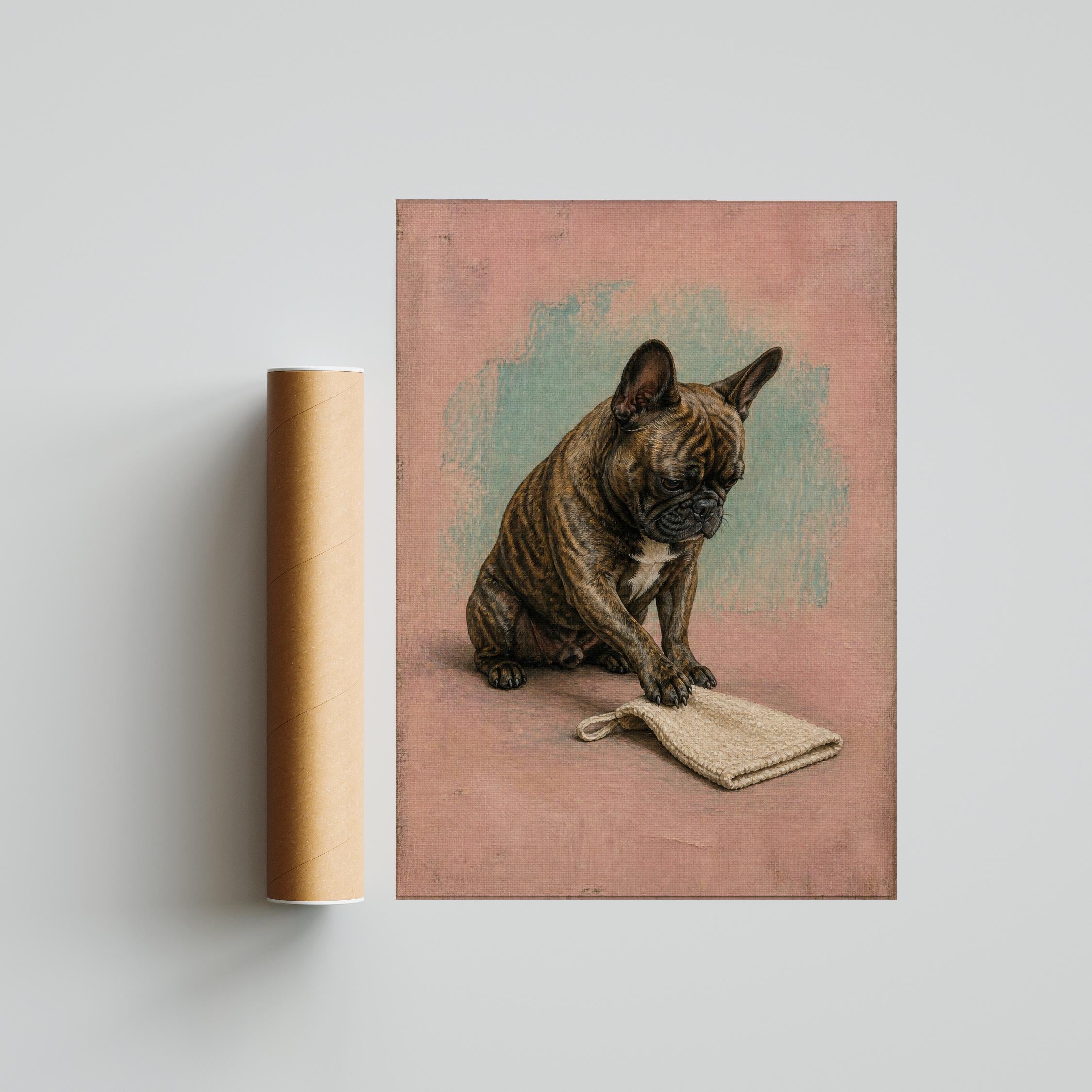 Funny French Bulldog Bathroom Art, Bath Mitt Dog, Minimalist Pet Print – Calm Wall Art by Artsify thumbnail 5