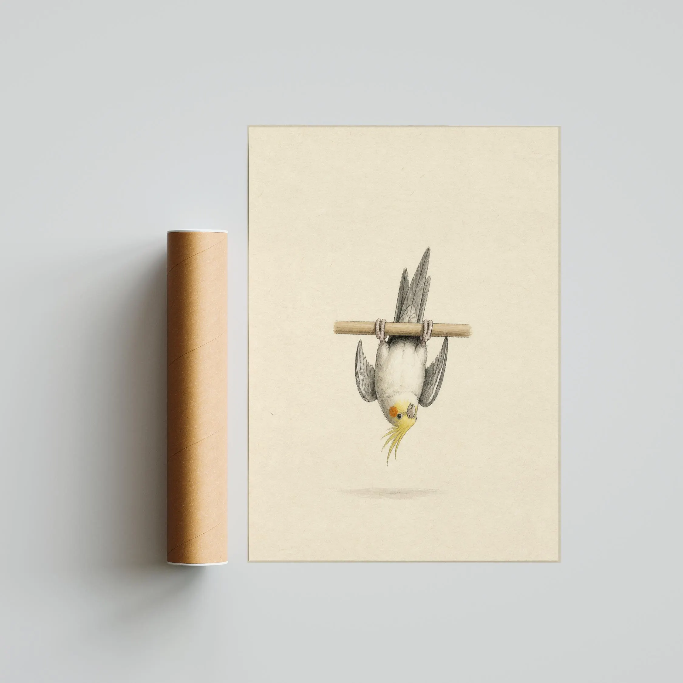 Funny Cockatiel Wall Art, Upside Down Bird, Minimalist Pet Painting – Calm Wall Art by Artsify thumbnail 5