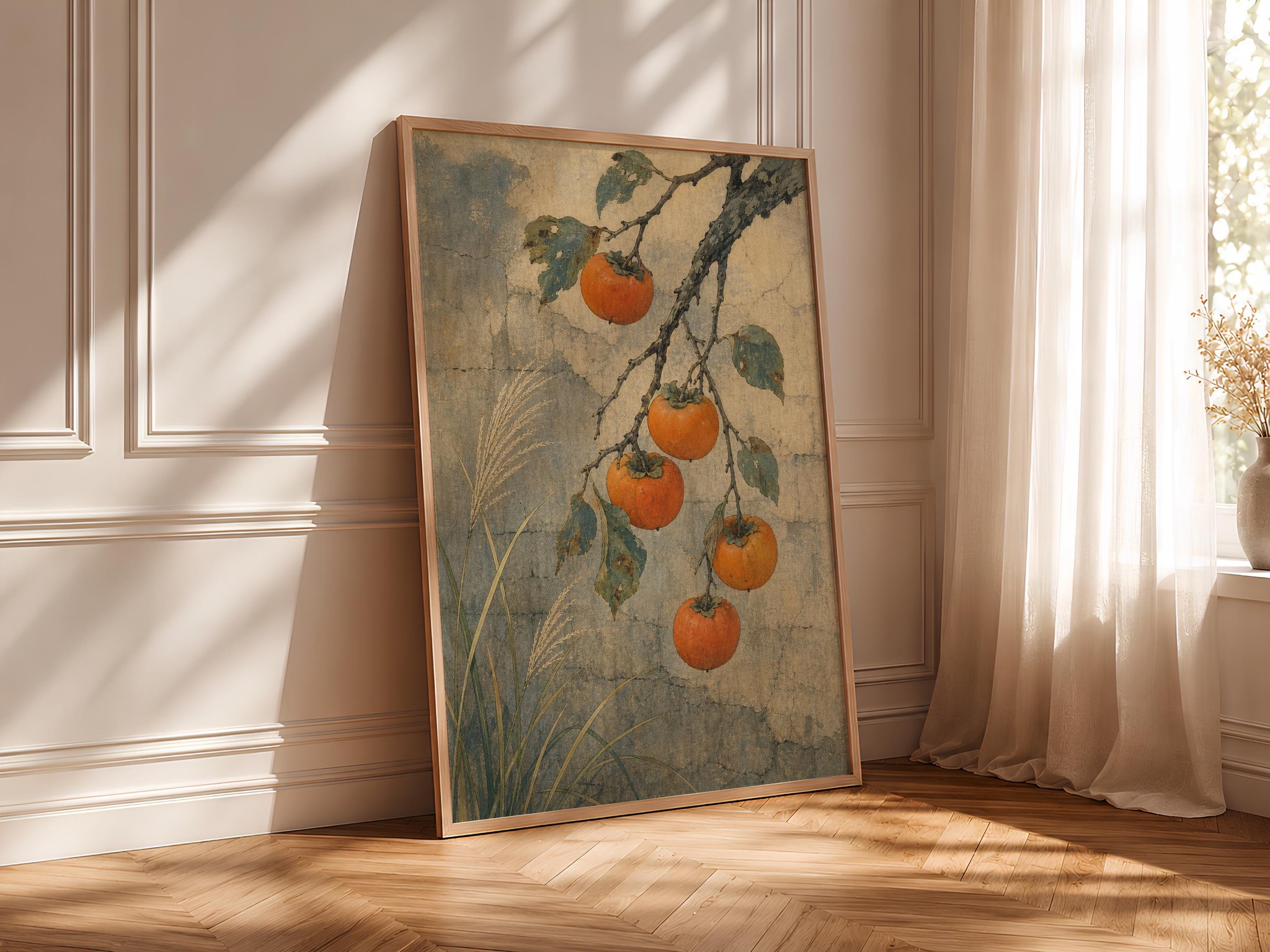 Japanese Persimmon Print, Botanical Fruit Wall Art, Wabi Sabi Kitchen Poster, Autumn Japandi Decor, Housewarming Gift – Calm Wall Art by Artsify thumbnail 4