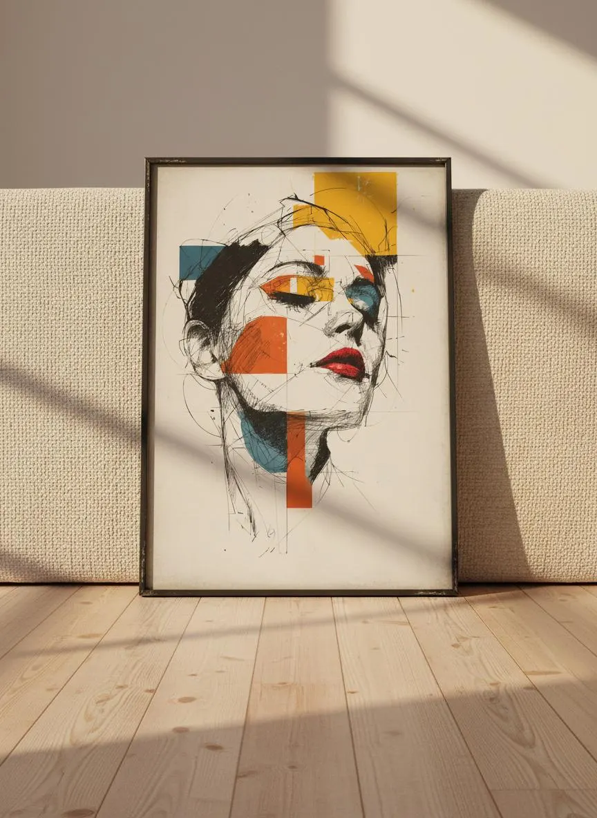Abstract Face Art Print, Modern Geometric Portrait, Minimalist Decor – Calm Wall Art by Artsify thumbnail 5