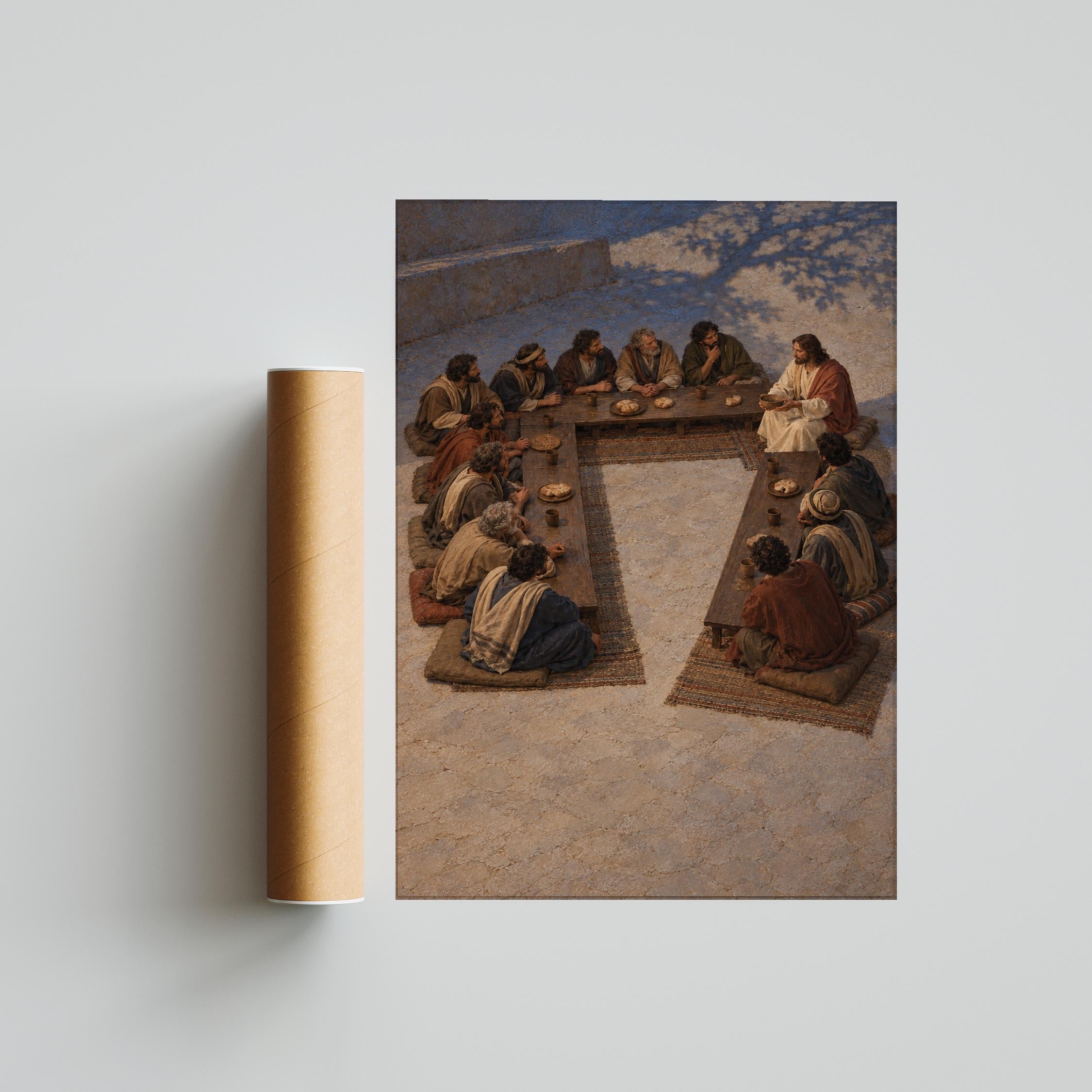 Modern Last Supper Wall Art, Blue Christian Painting, Prayer Room Decor – Calm Wall Art by Artsify thumbnail 5