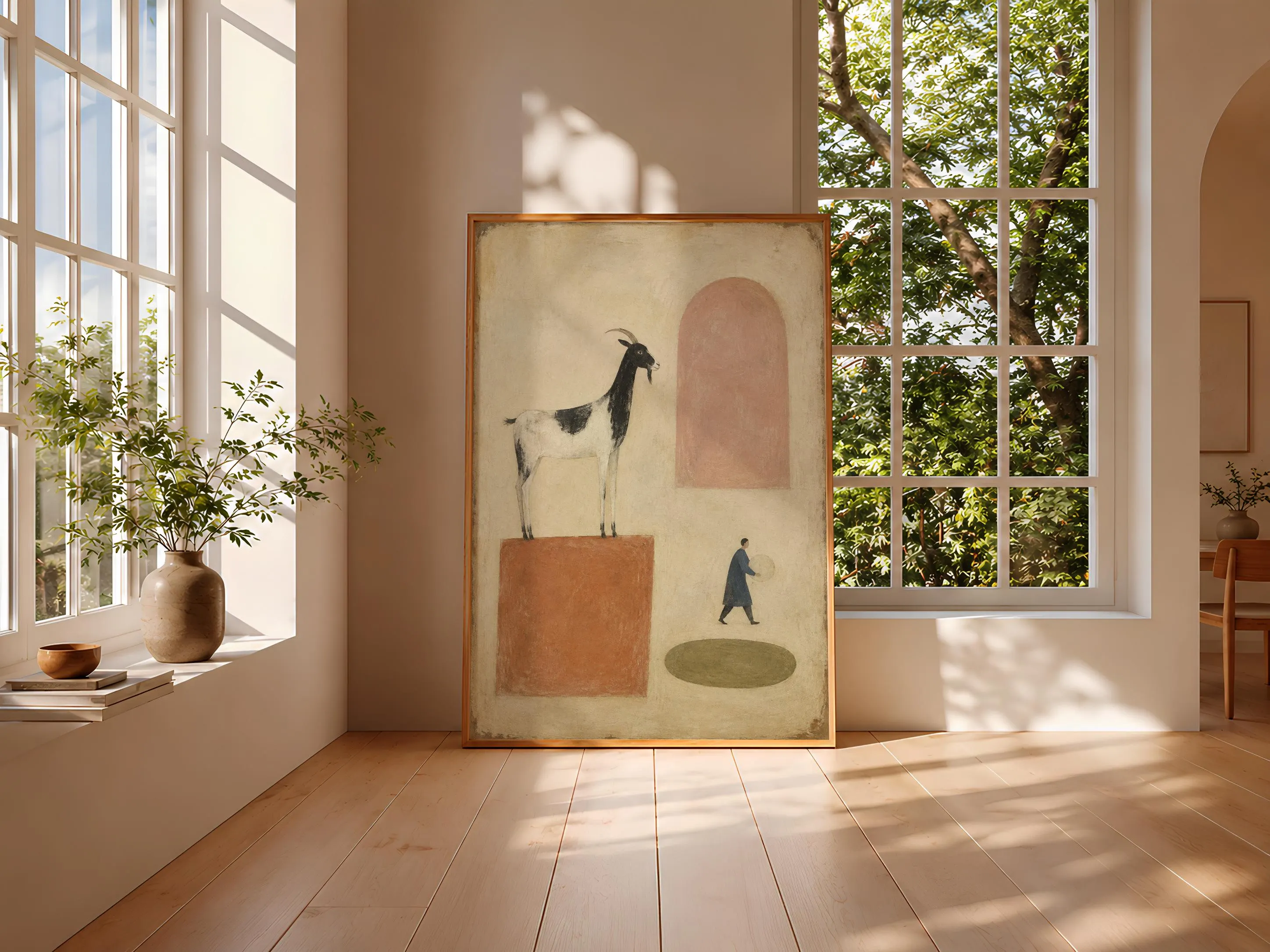 Goat Block Wall Art, Naive Folk Painting – Calm Wall Art by Artsify thumbnail 3